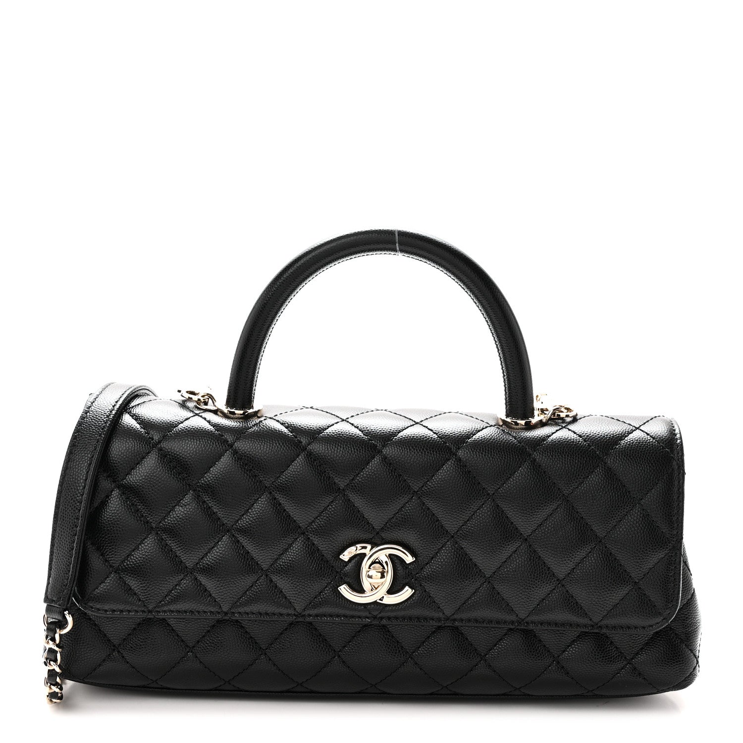 Caviar Quilted Maxi East West Coco Handle Flap Black — view 1