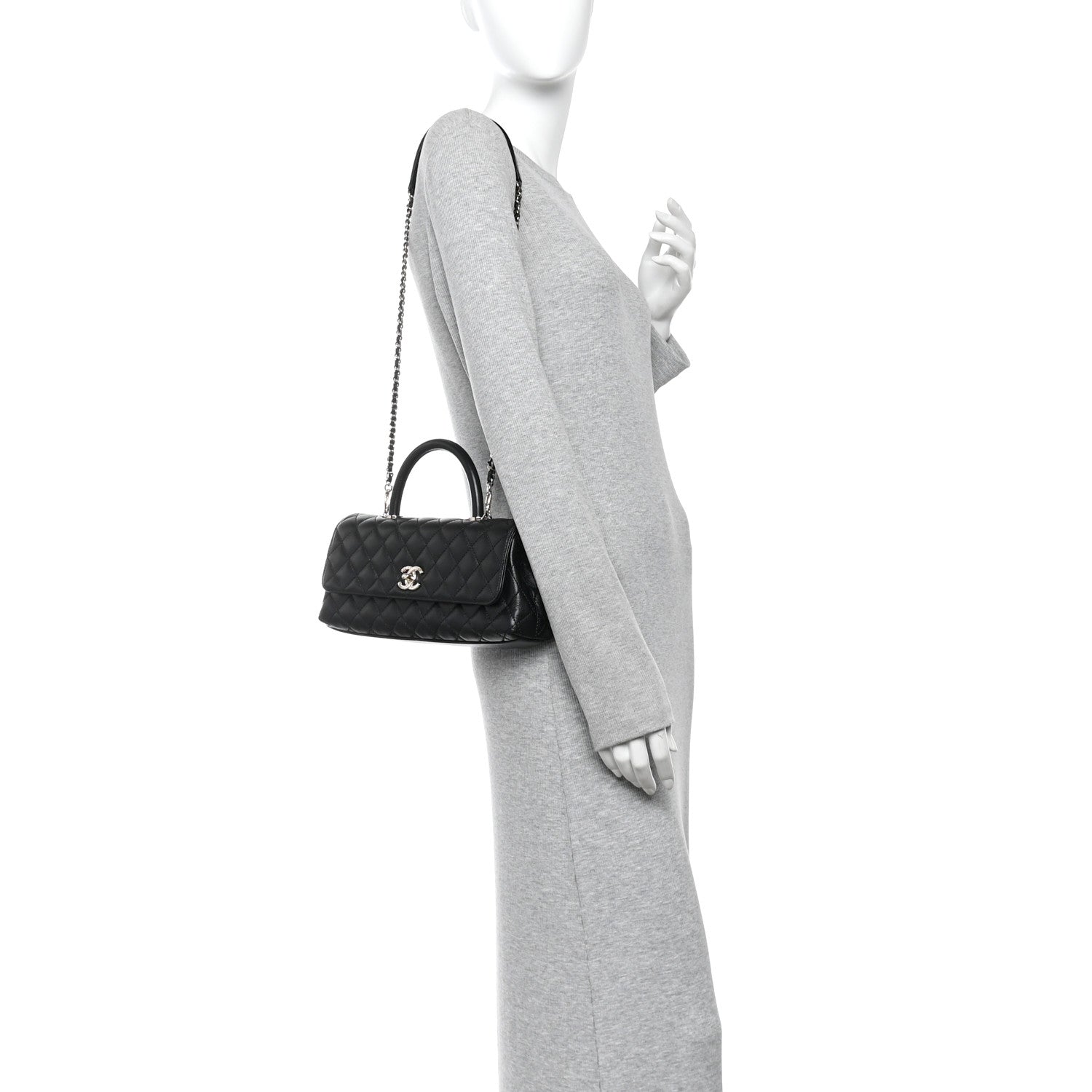 Caviar Quilted Maxi East West Coco Handle Flap Black — view 2