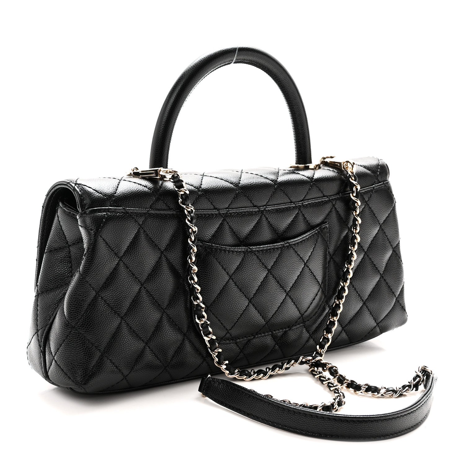 Caviar Quilted Maxi East West Coco Handle Flap Black — view 3