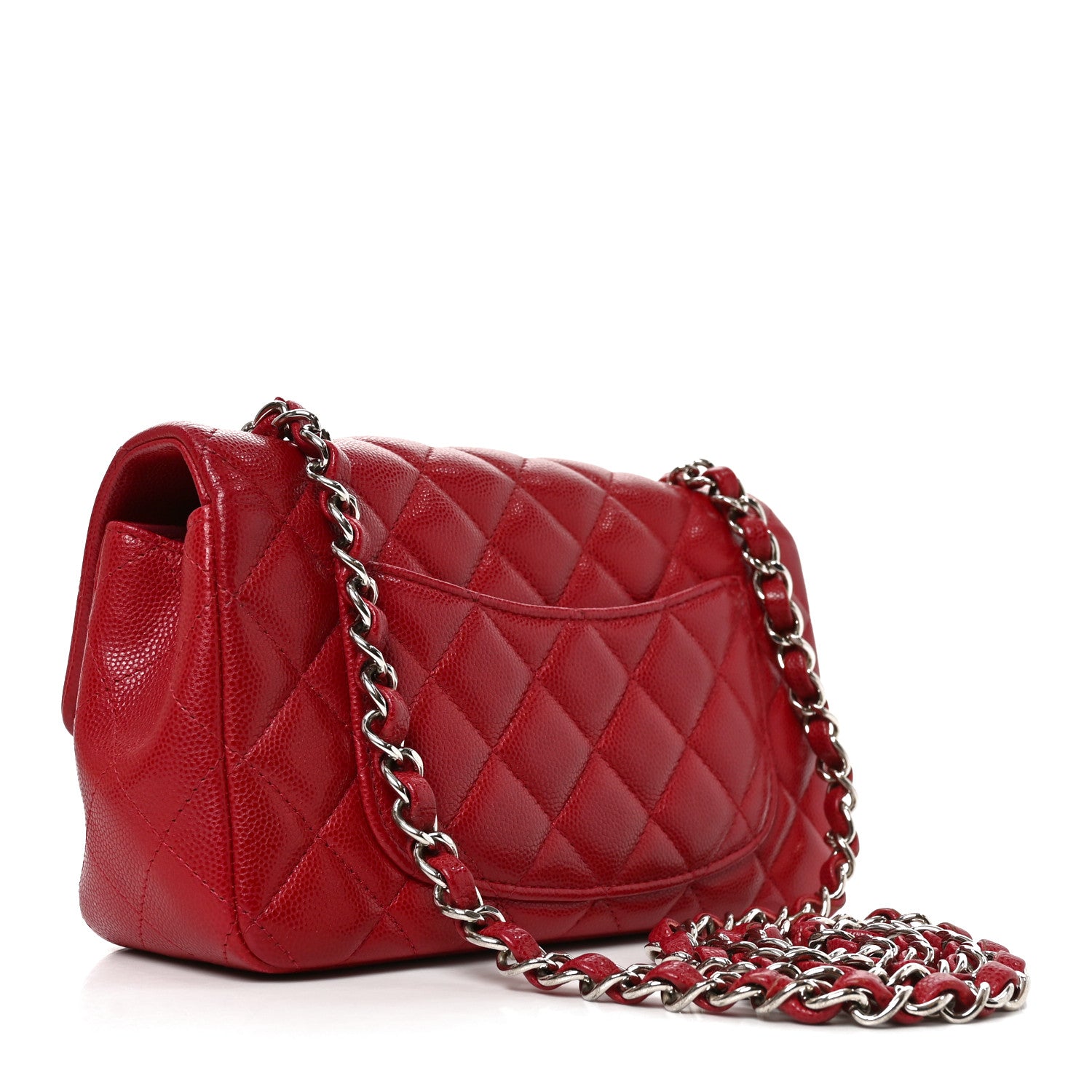 Caviar Quilted Mini Rectangular Flap Red — view 3