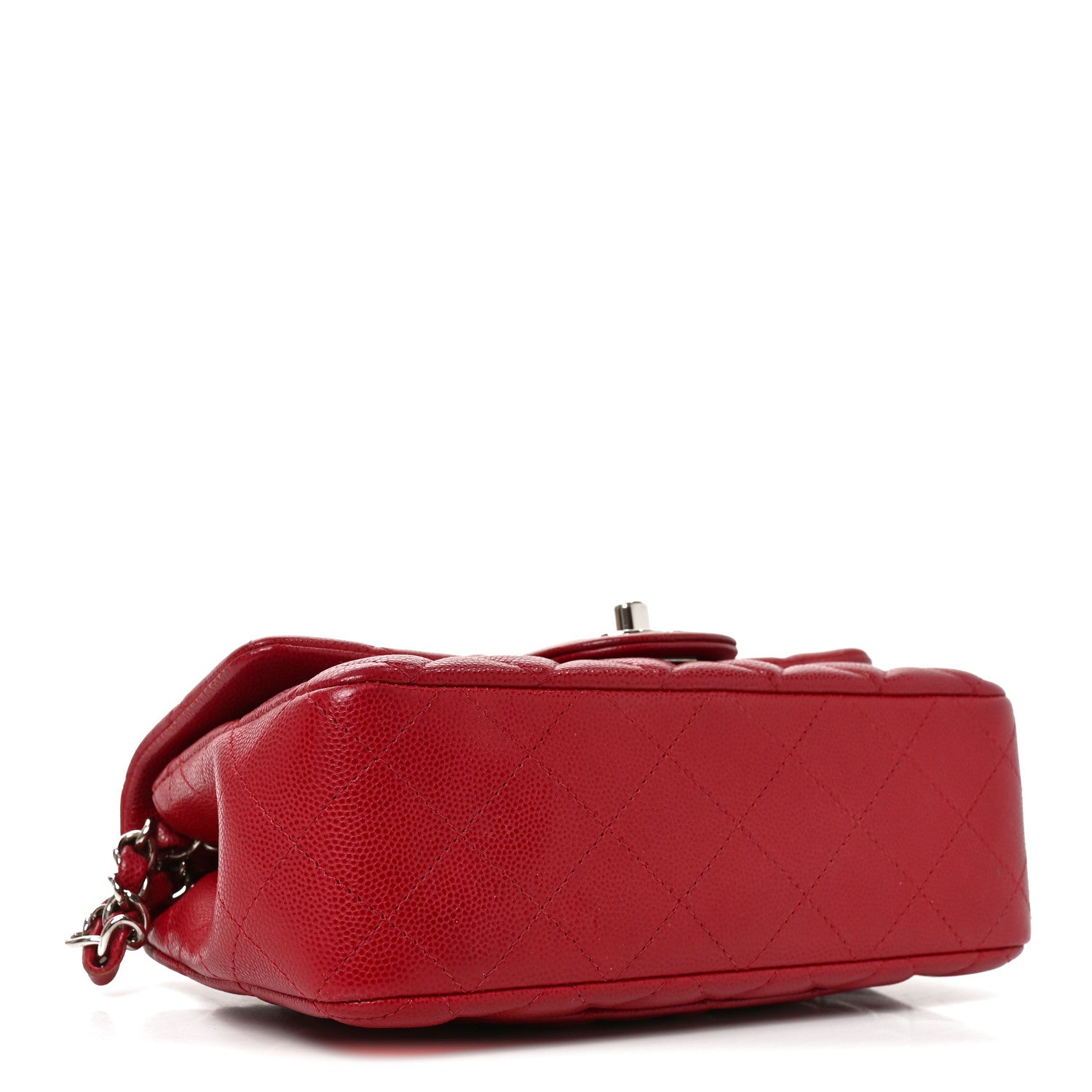 Caviar Quilted Mini Rectangular Flap Red — view 4