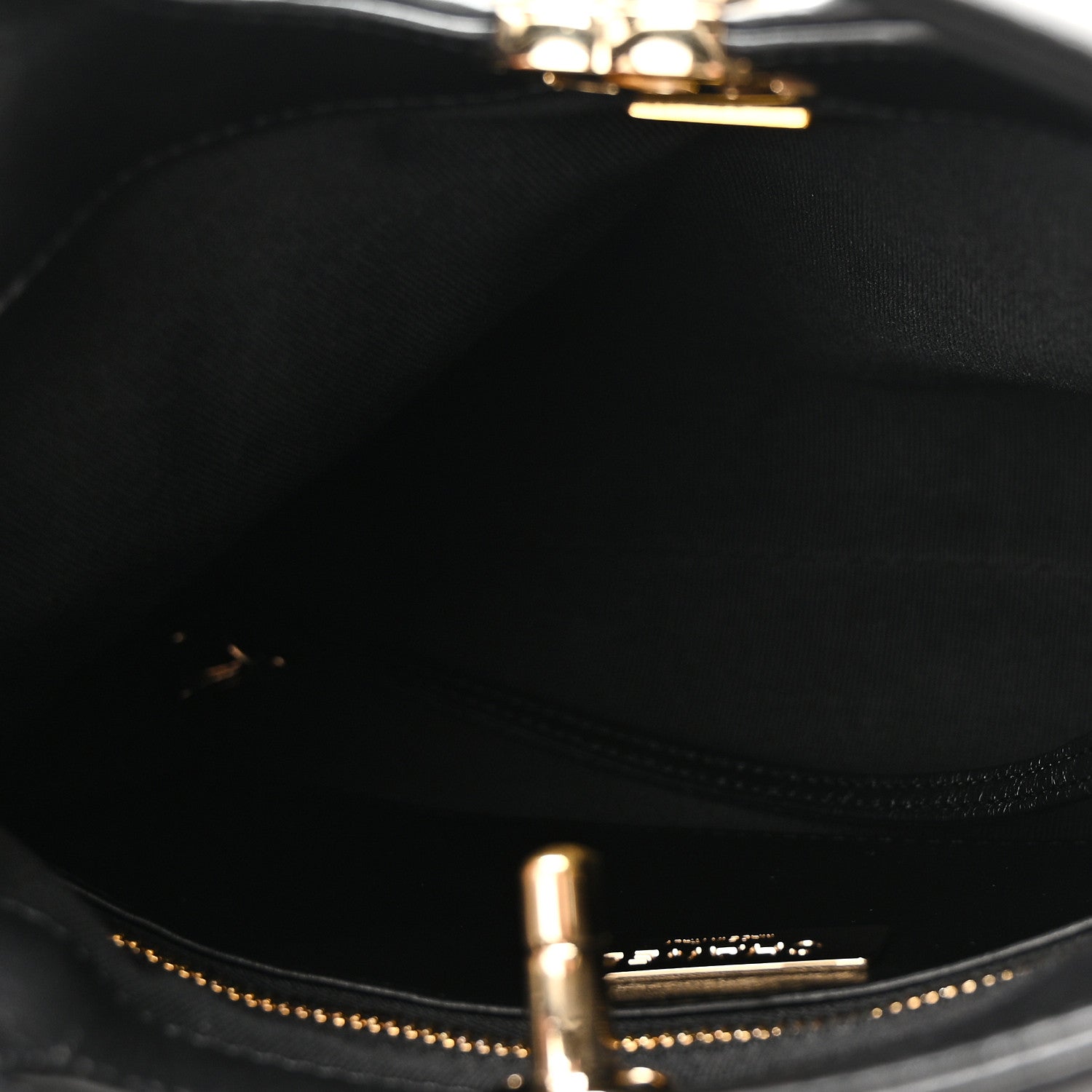 Shiny Crumpled Calfskin Quilted Mini 31 Shopping Bag Black — view 5