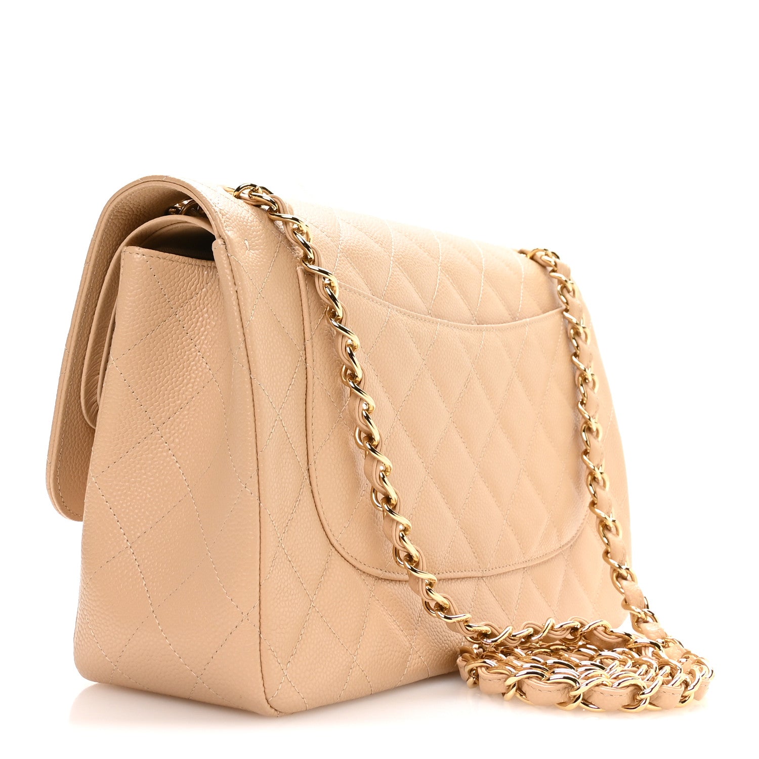 Caviar Quilted Jumbo Double Flap Beige Clair — view 3