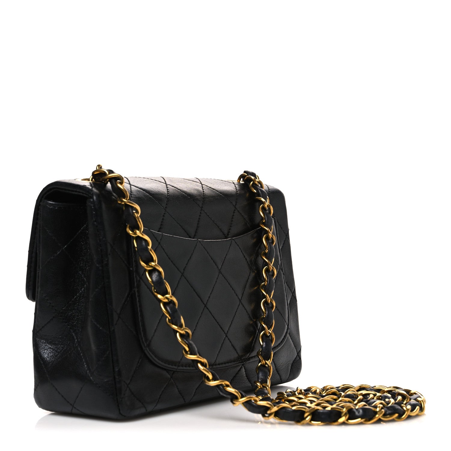 Lambskin Quilted Mini Square Flap Bag Black — view 3