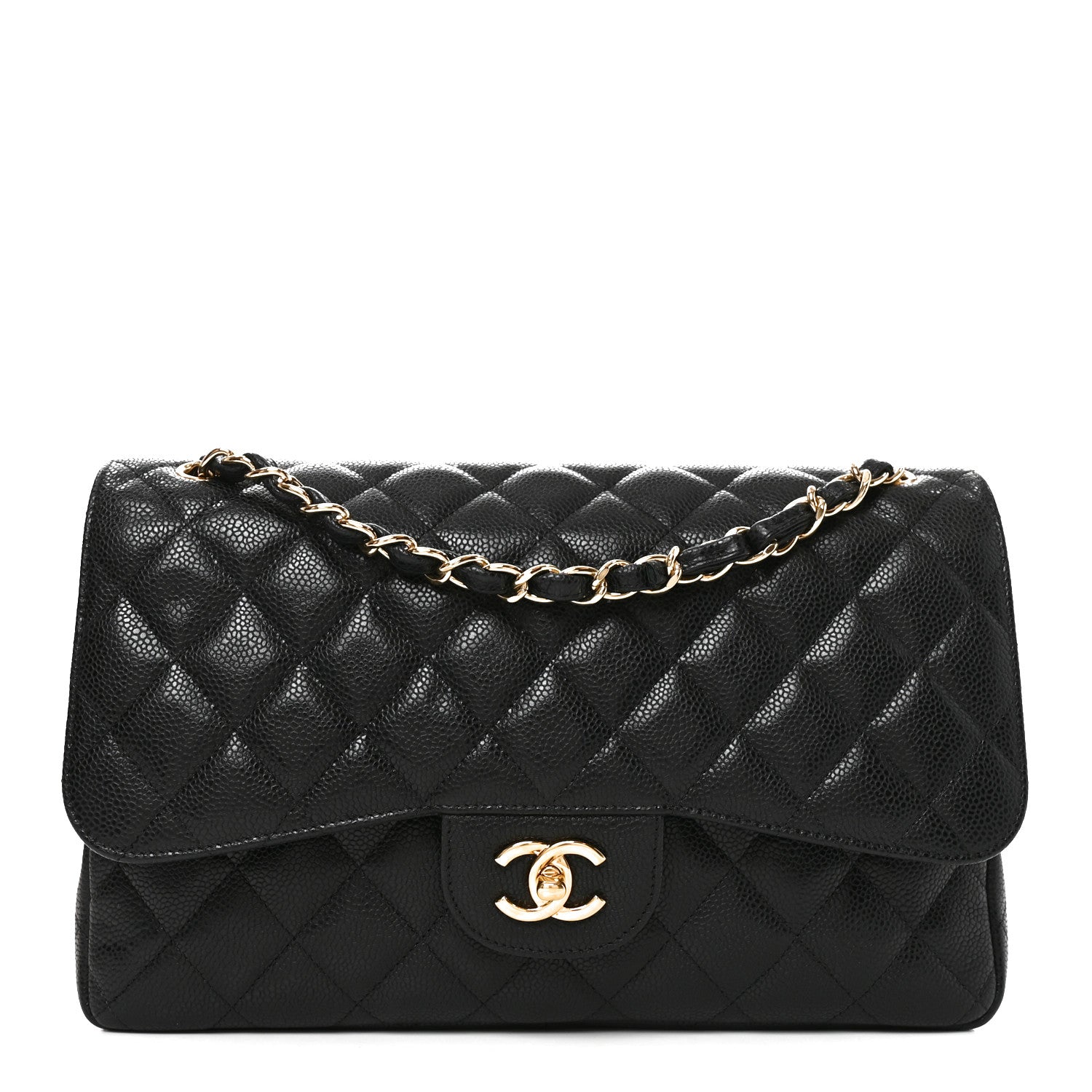 Caviar Quilted Jumbo Double Flap Black