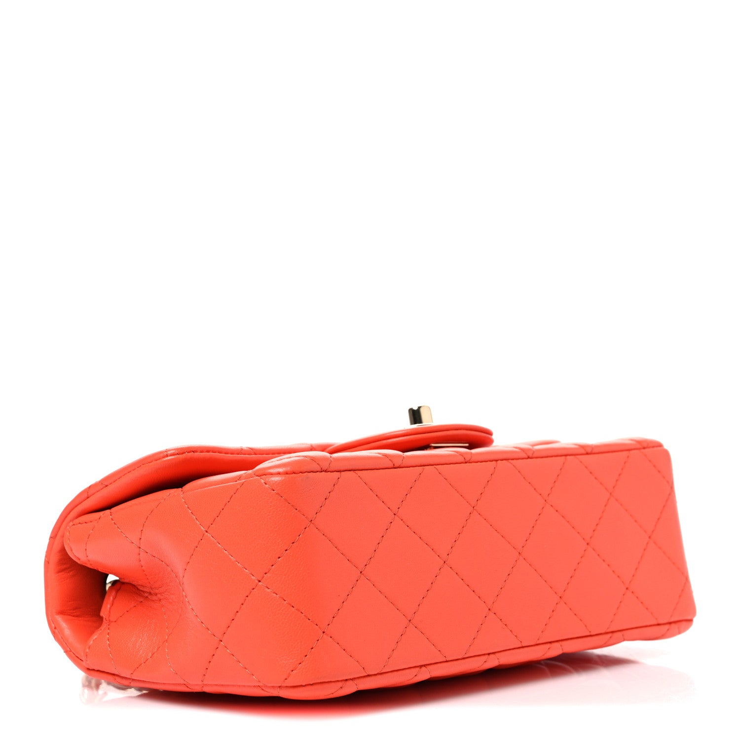Lambskin Quilted Mini Rectangular Flap Orange — view 4