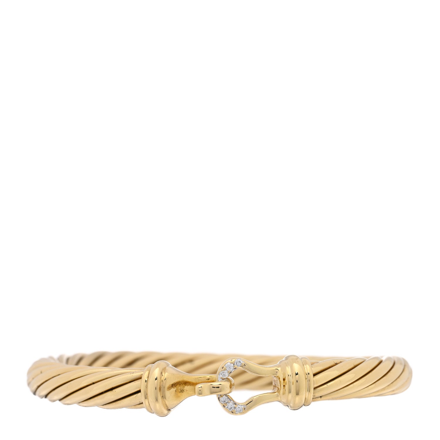 18K Yellow Gold Diamond 7mm Buckle Cable Bracelet