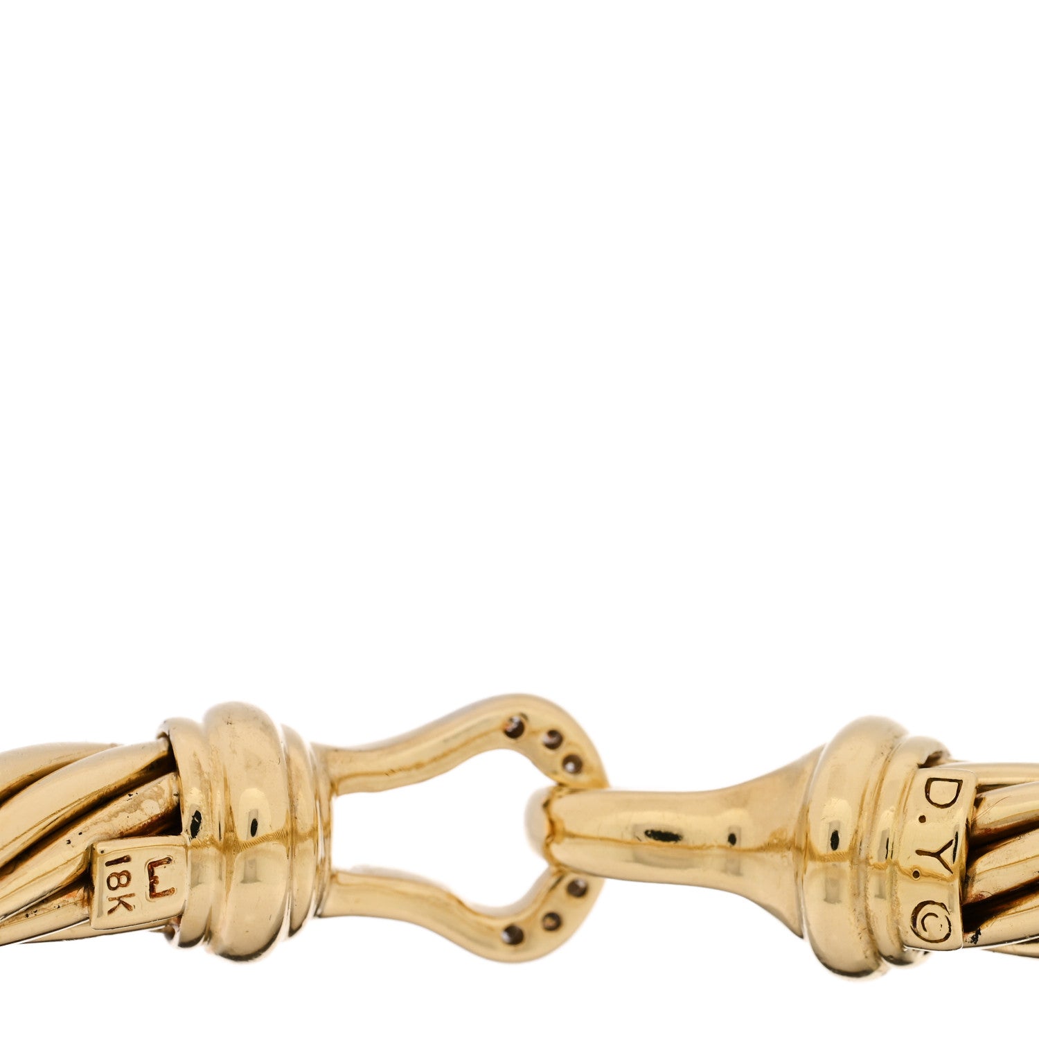 18K Yellow Gold Diamond 7mm Buckle Cable Bracelet — view 3