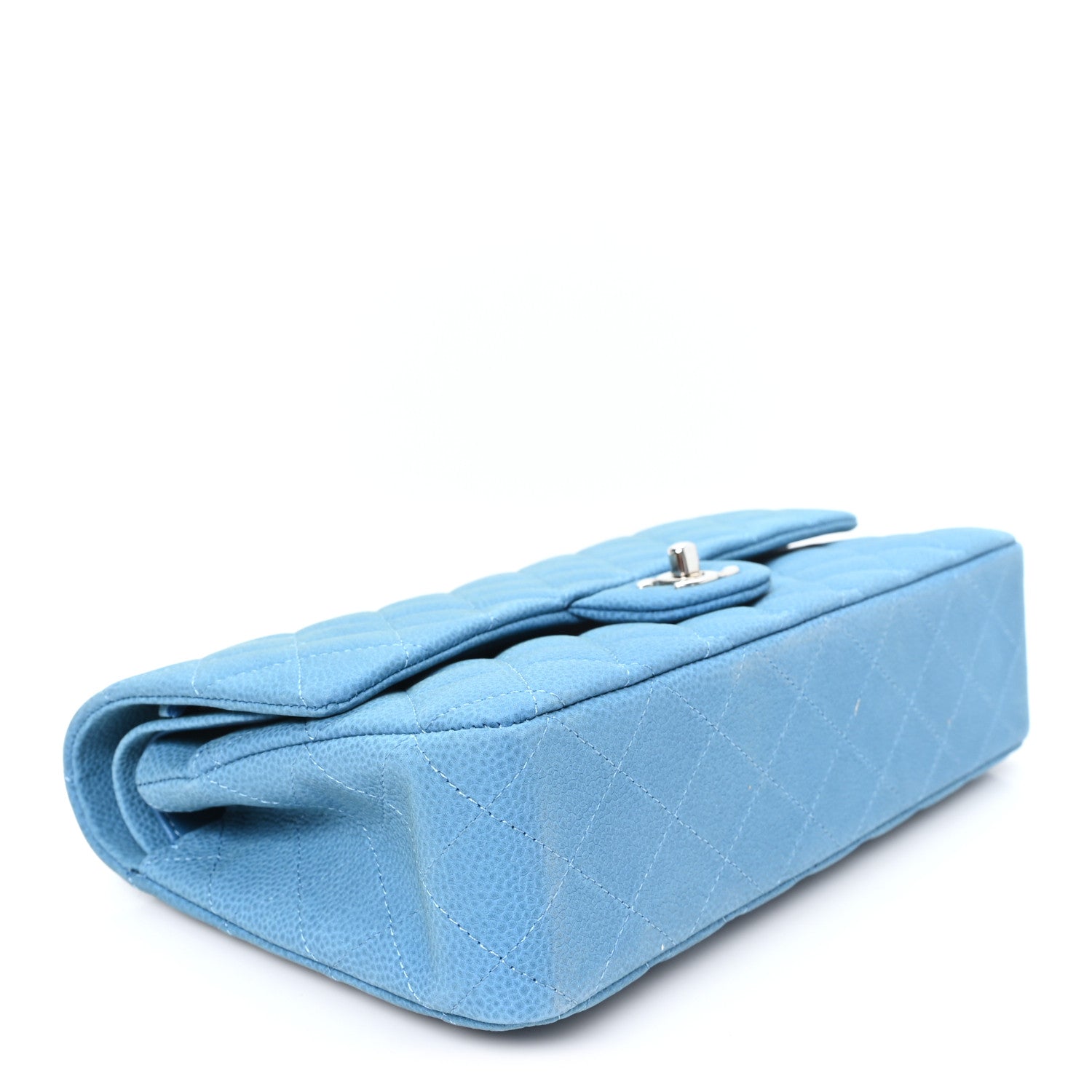 Iridescent Caviar Quilted Medium Double Flap Blue — view 4