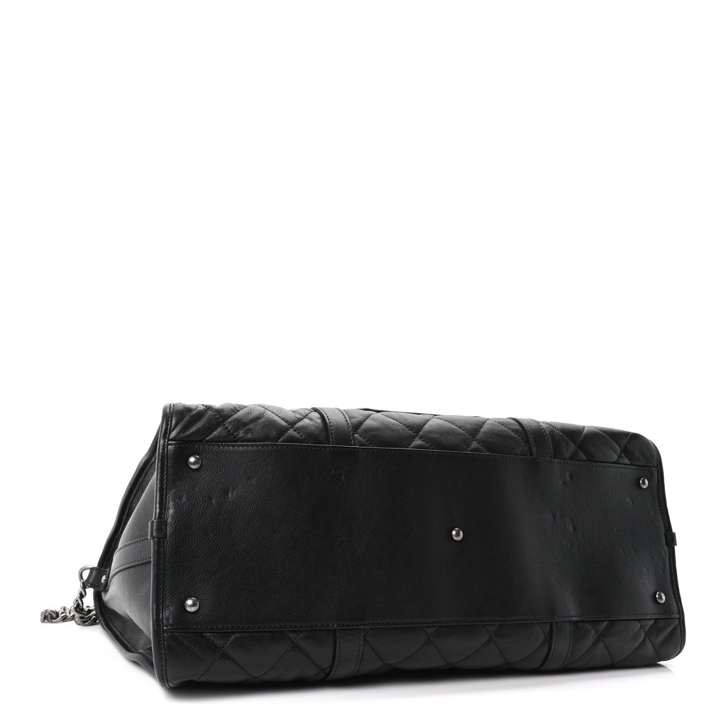 Calfskin Quilted Casual Riviera Bowling Bag Black — view 4