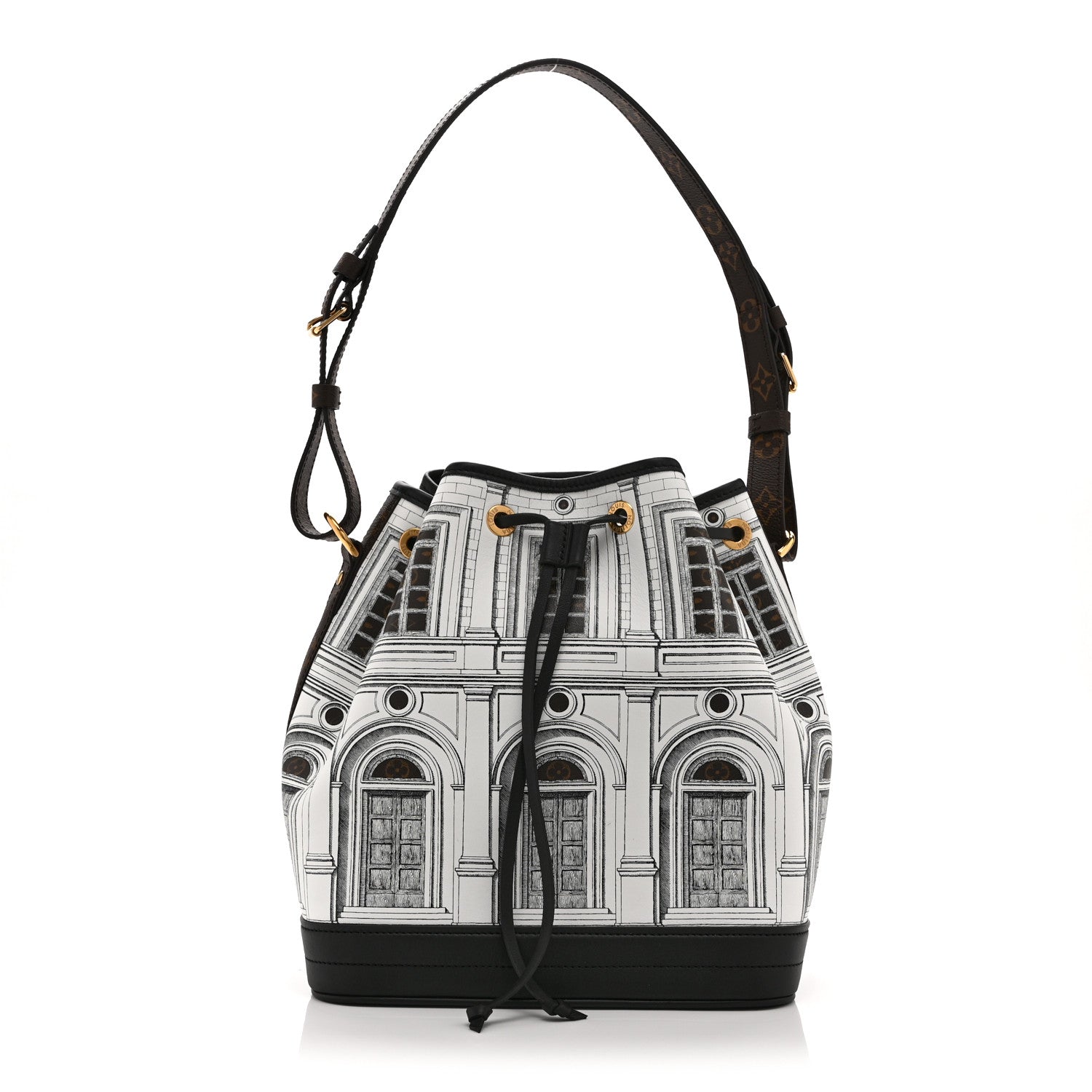 X FORNASETTI Calfskin Architettura Noe MM Black White