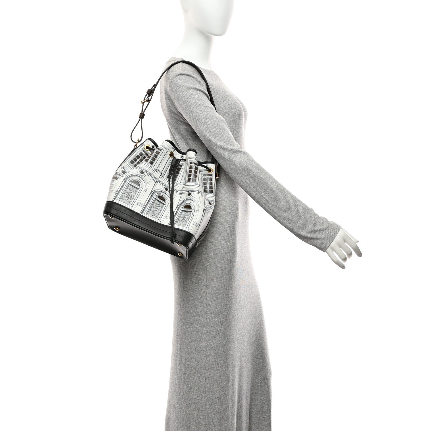 X FORNASETTI Calfskin Architettura Noe MM Black White — view 2