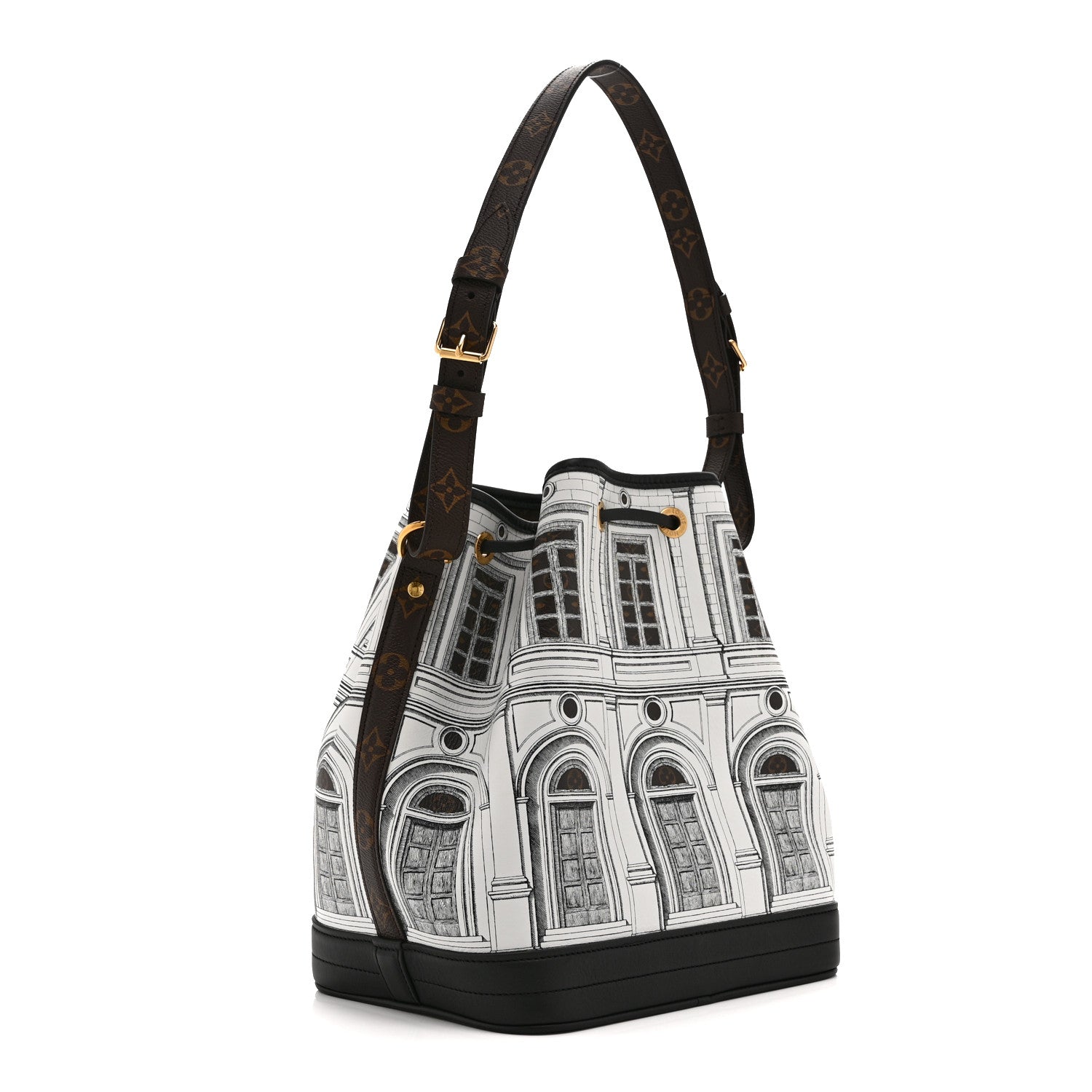 X FORNASETTI Calfskin Architettura Noe MM Black White — view 3
