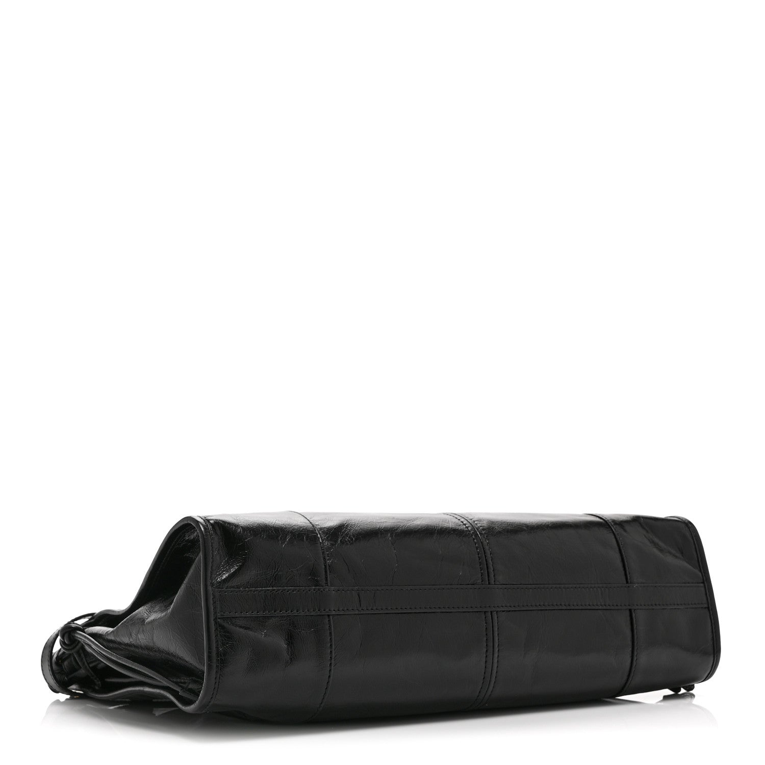 Glossy Calfskin Triangle Large Bonnie Shoulder Bag Black — view 4