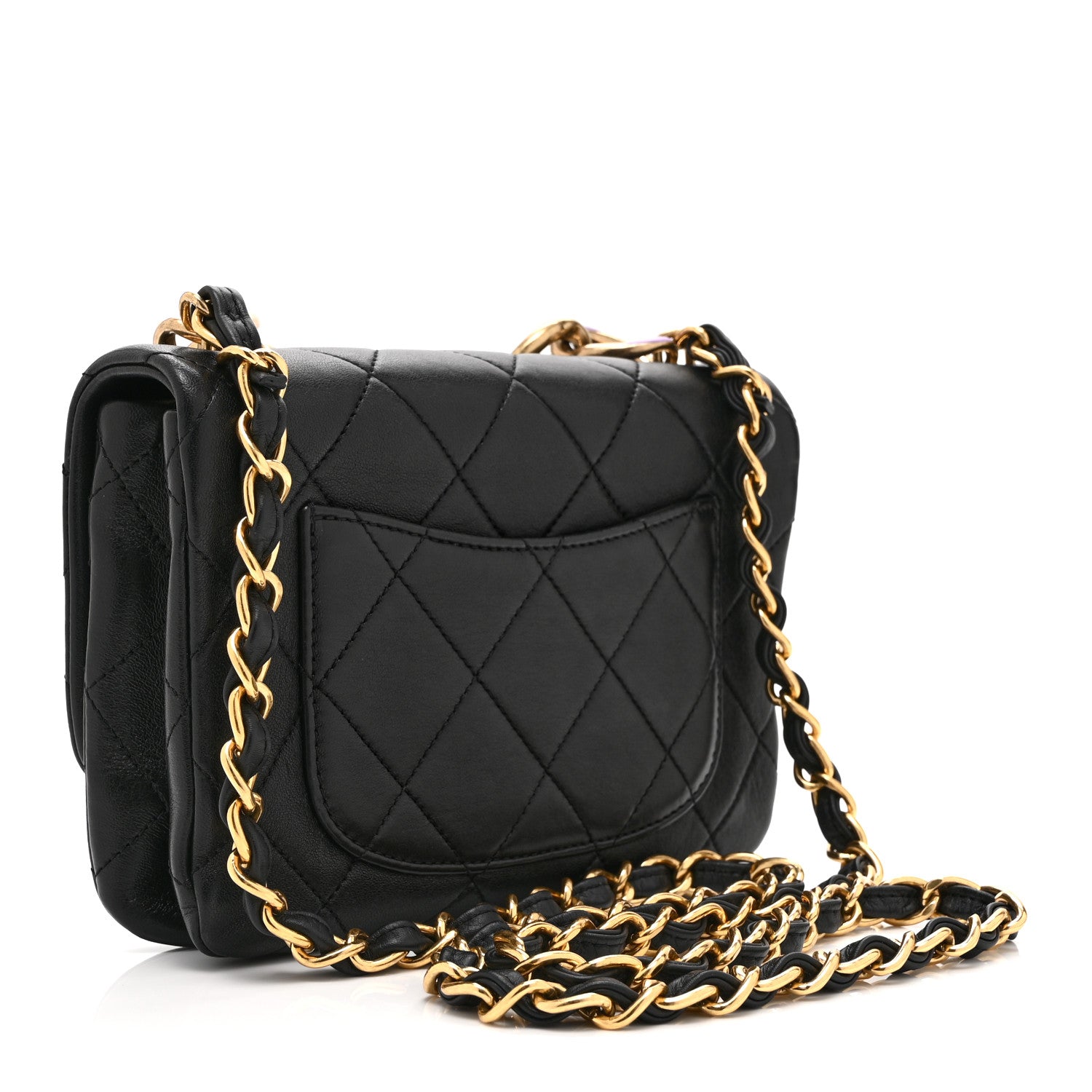 Lambskin Quilted Small Color Match Flap Black Multicolor — view 3