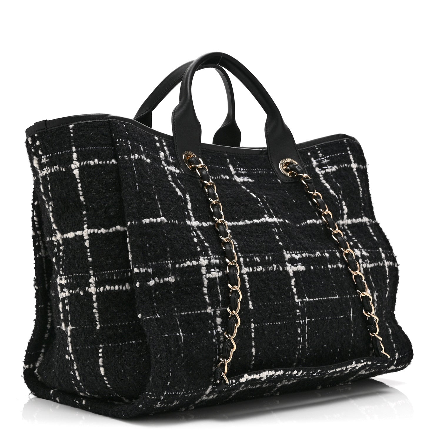 Tweed Medium Deauville Tote Black White Multicolor — view 4