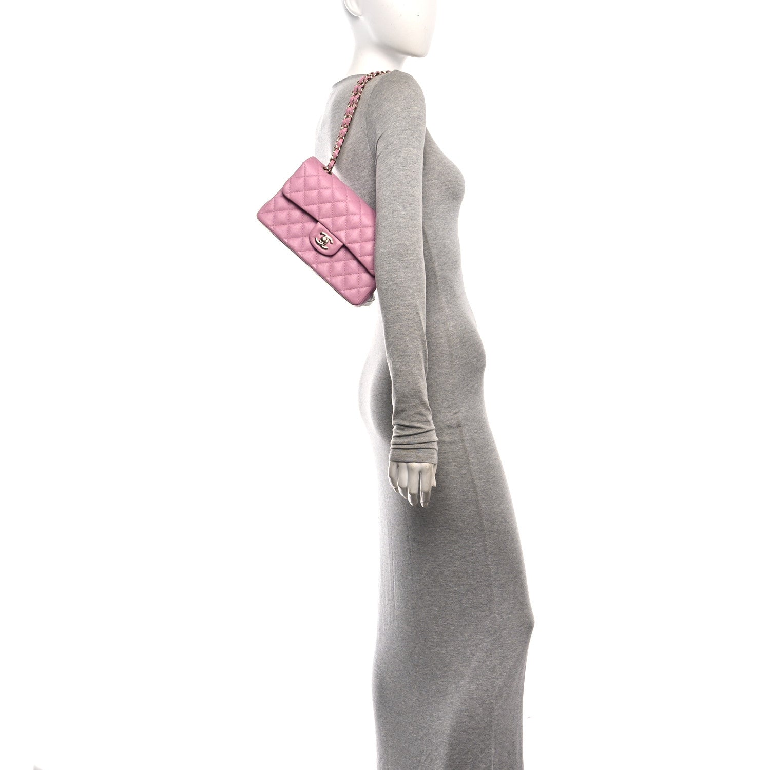 Caviar Quilted Small Double Flap Pink — view 2