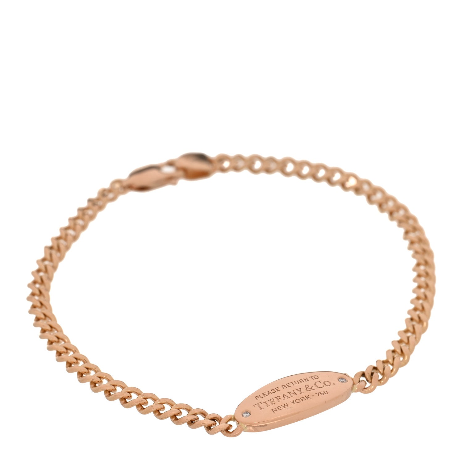 18K Rose Gold Diamond Return To Tiffany Oval ID Bracelet