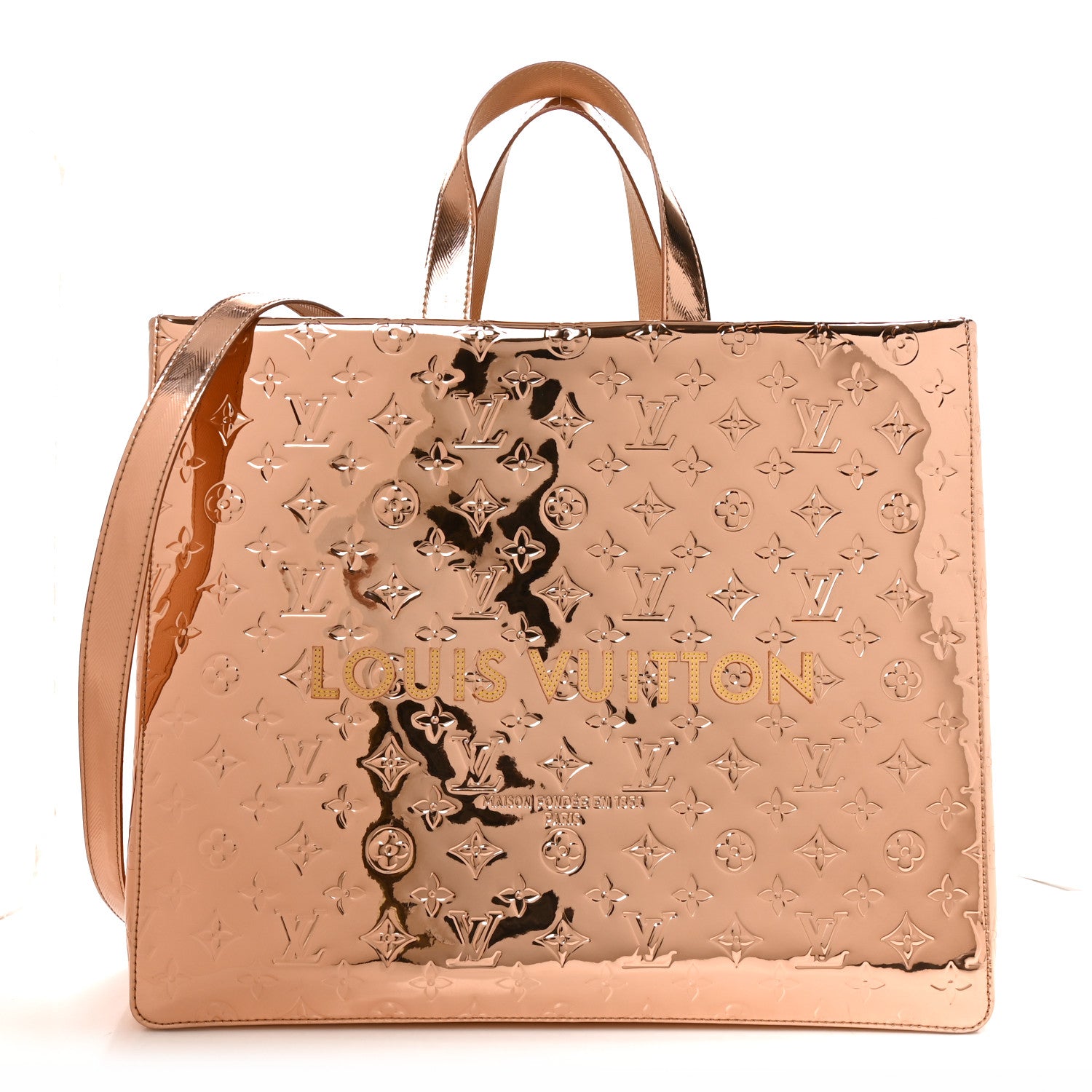 Monogram Mirror Shopper Tote MM Copper