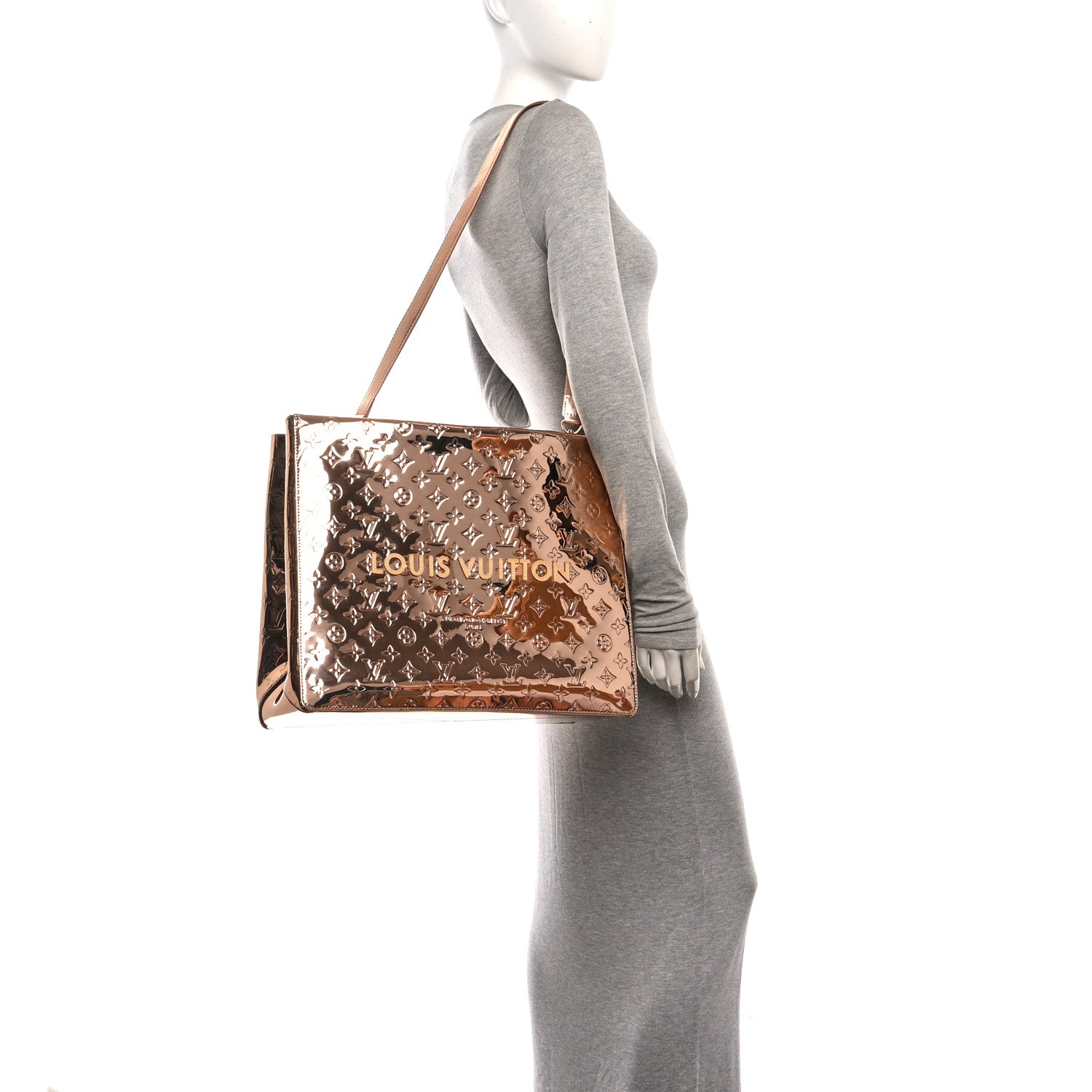 Monogram Mirror Shopper Tote MM Copper — view 2