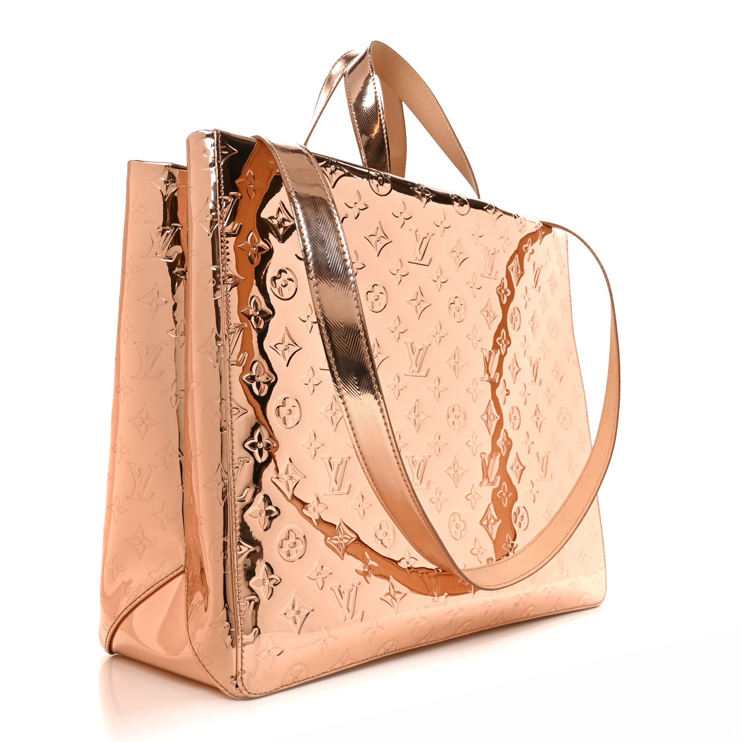 Monogram Mirror Shopper Tote MM Copper — view 3