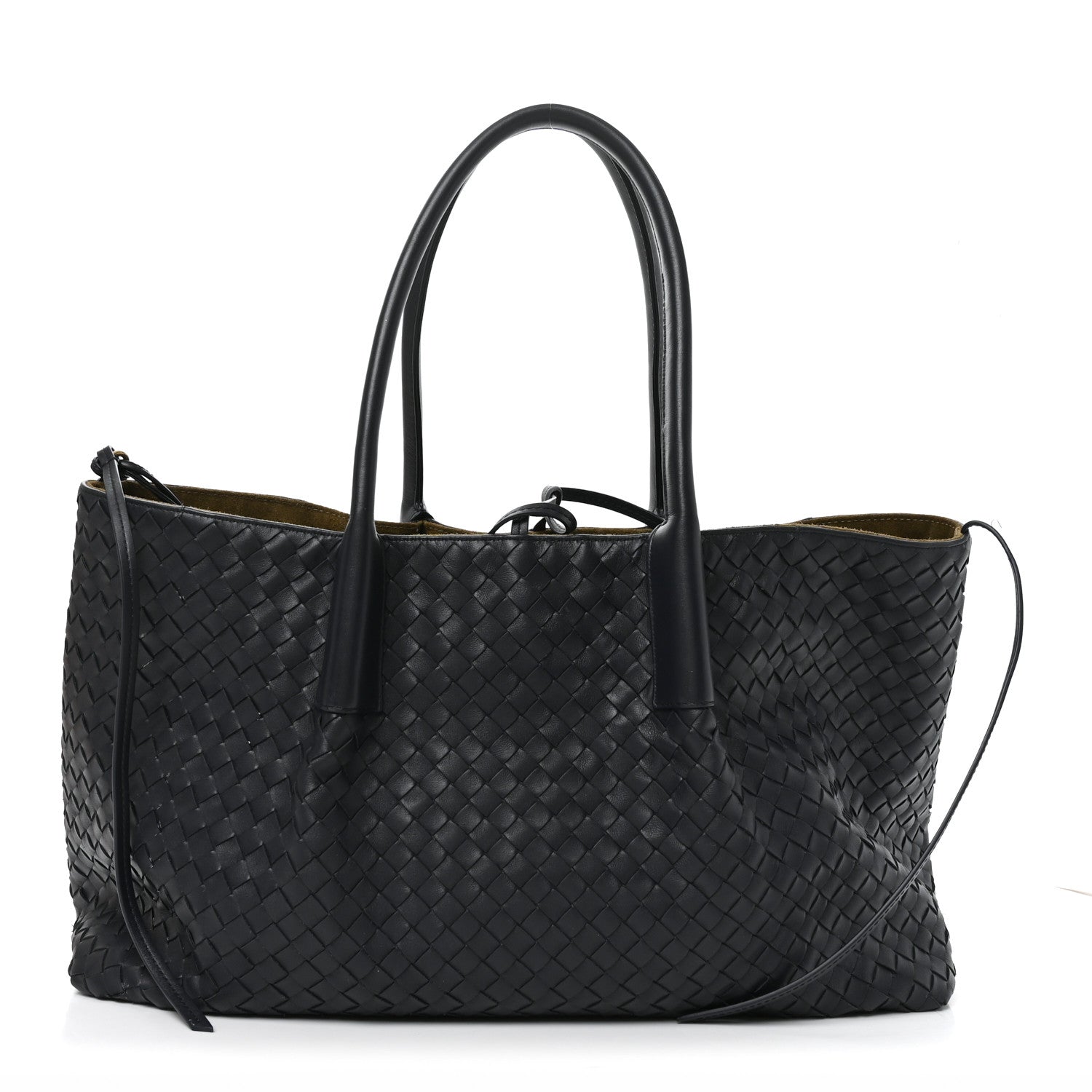 Calfskin Intrecciato Large Pinacoteca Reversible Tote Midnight Basalt Nocturnal Mud