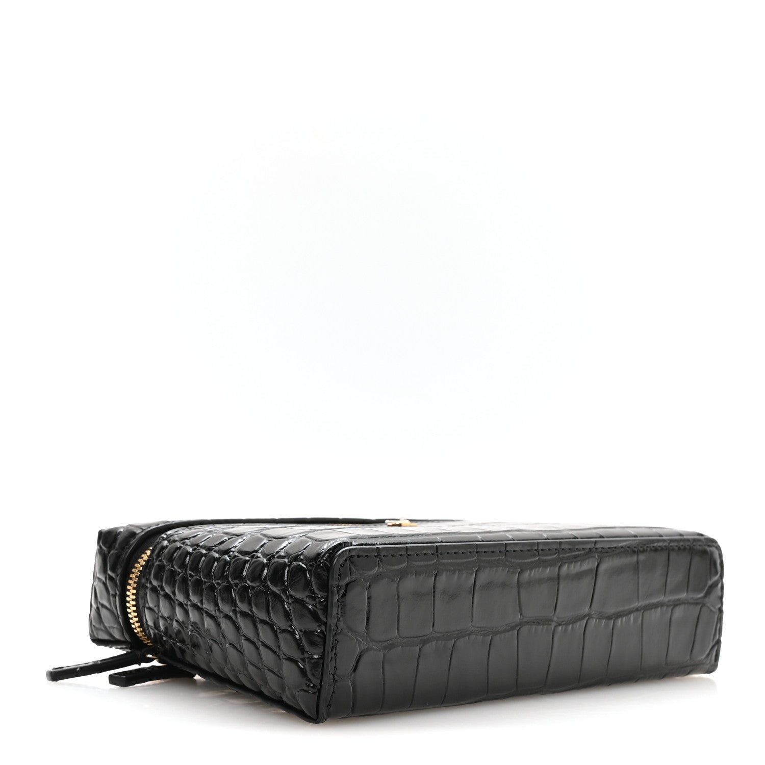 Calfskin Crocodile Embossed Crococo Exoticoco Vanity With Chain Black — view 4