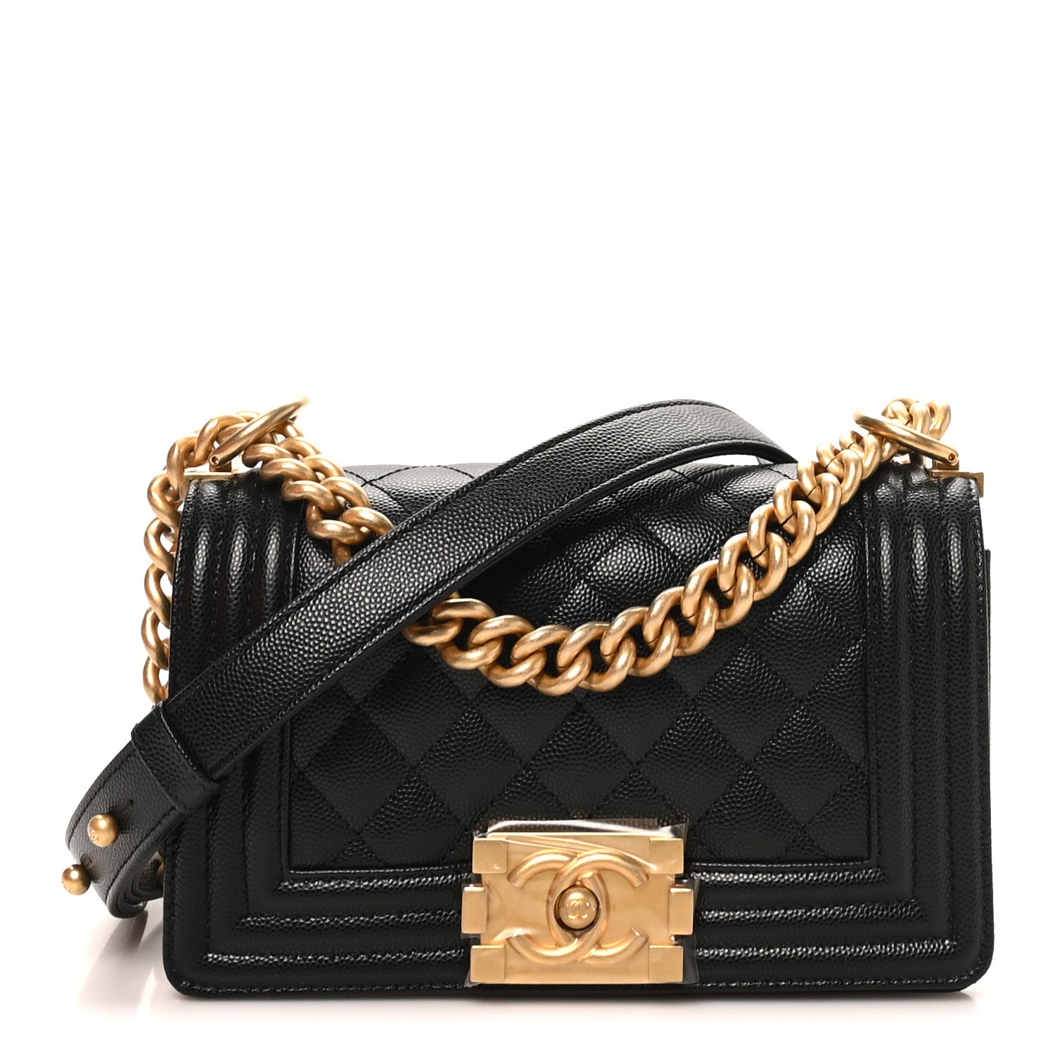 Caviar Quilted Small Boy Flap Black — view 1