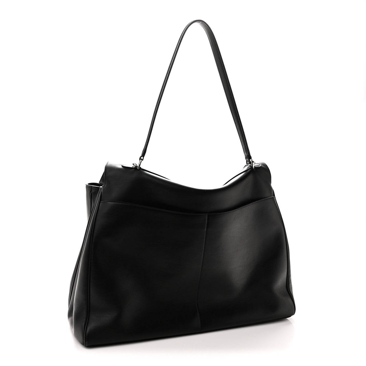 Smooth Calfskin Rodeo XL Top Handle Handbag Black Black — view 3