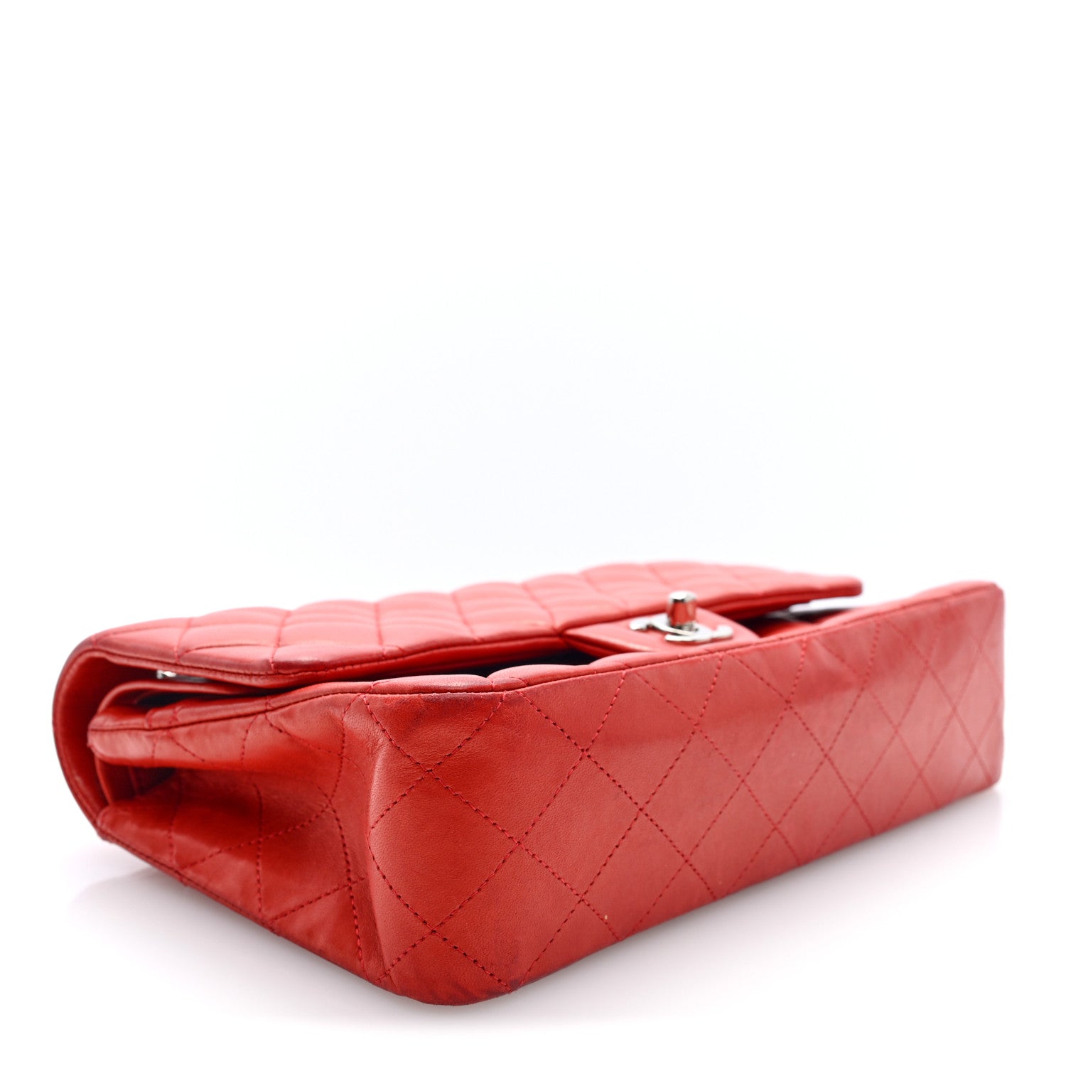 Lambskin Quilted Medium Double Flap Red — view 4