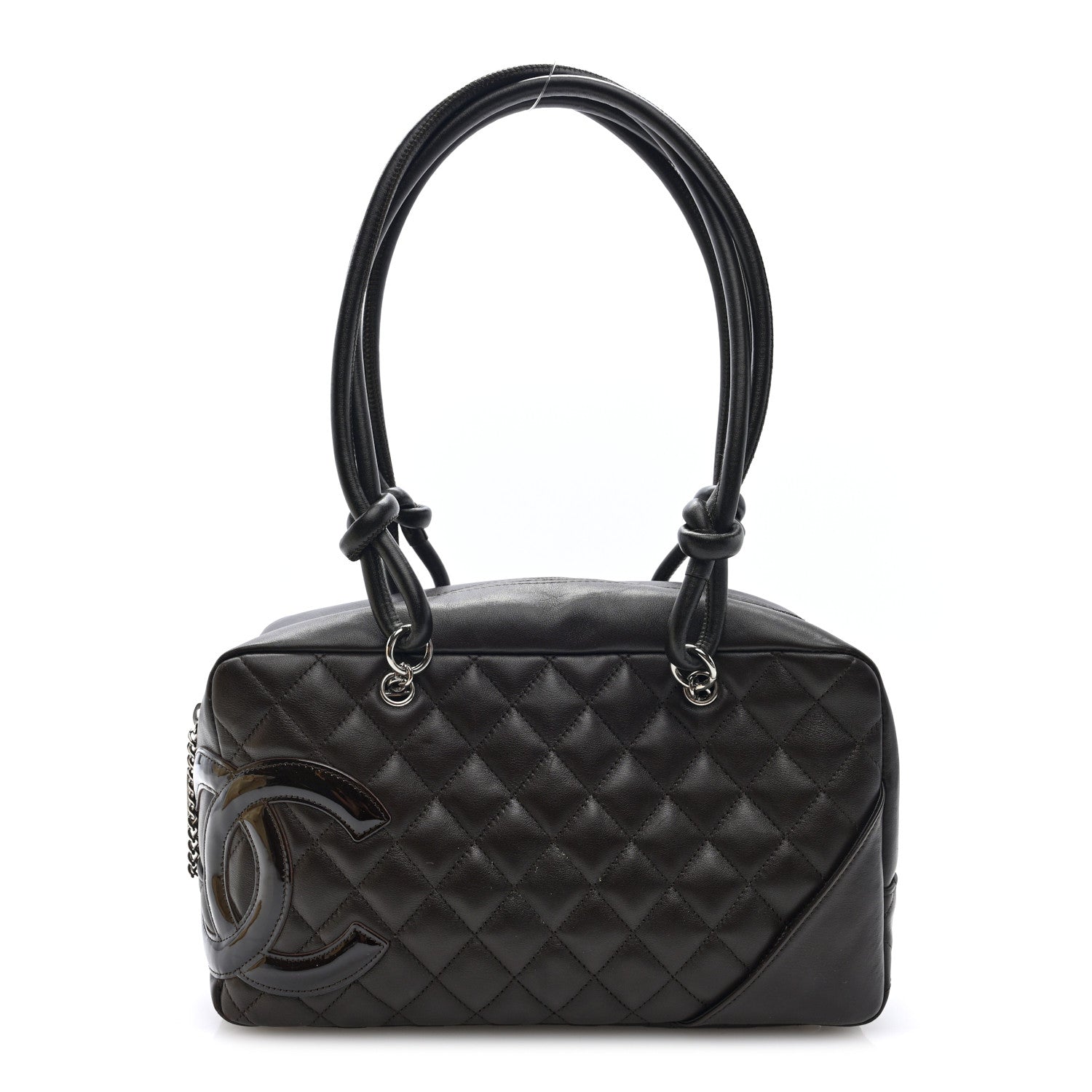 Calfskin Quilted Large Cambon Bowler Brown