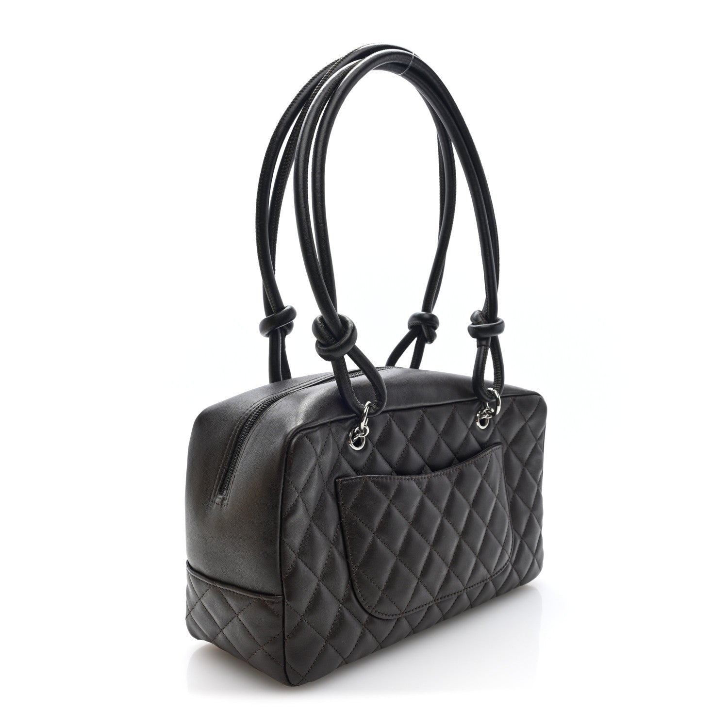 Calfskin Quilted Large Cambon Bowler Brown — view 3