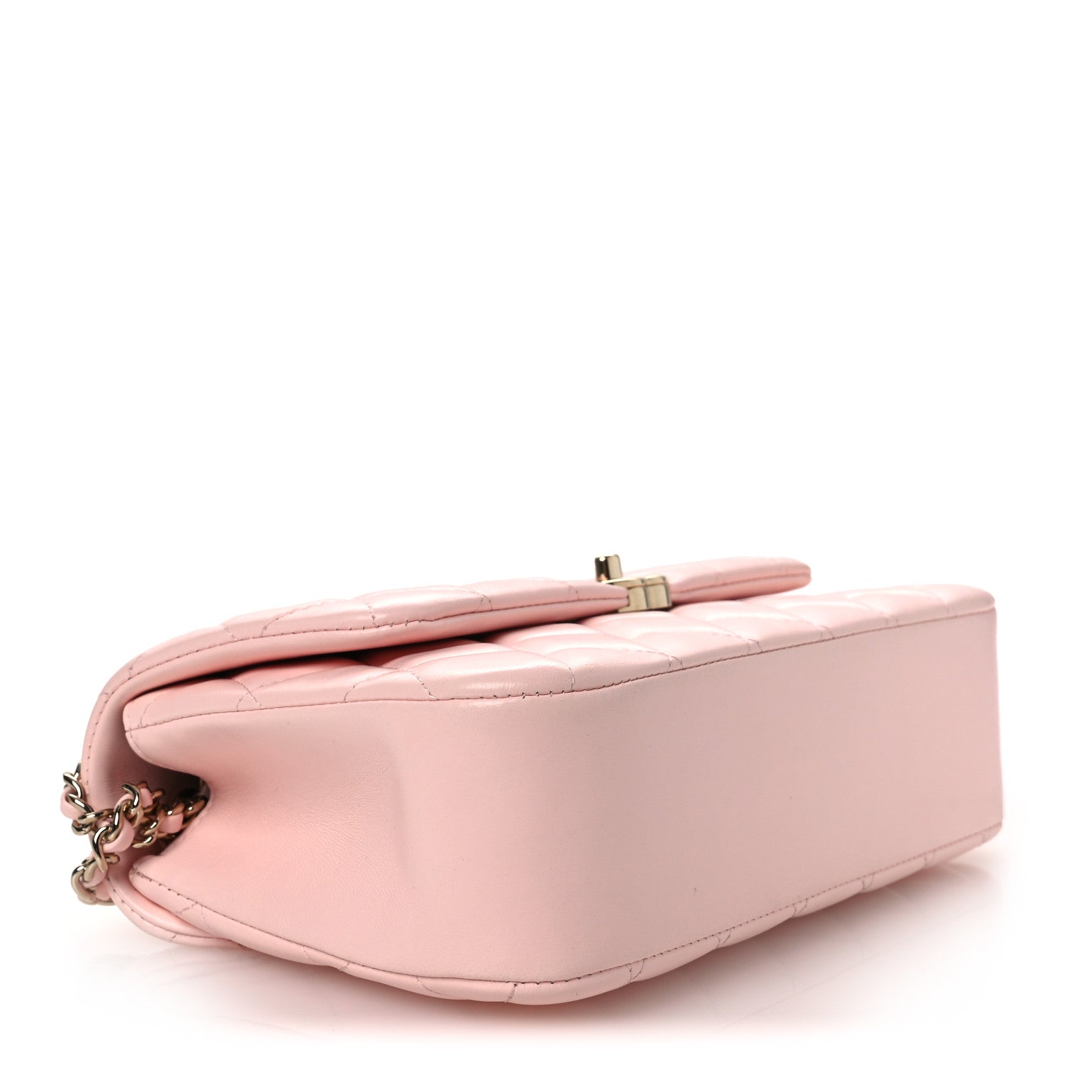 Lambskin Quilted Small Rectangular Flap Light Pink — view 4