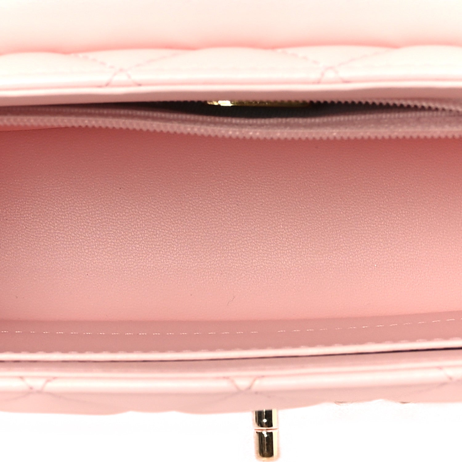 Lambskin Quilted Small Rectangular Flap Light Pink — view 5