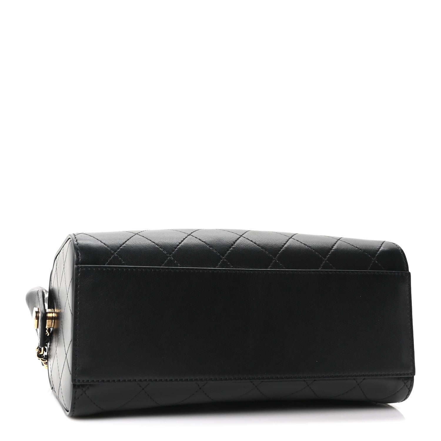 Lambskin Quilted Turn Around Clutch With Chain Black — view 4