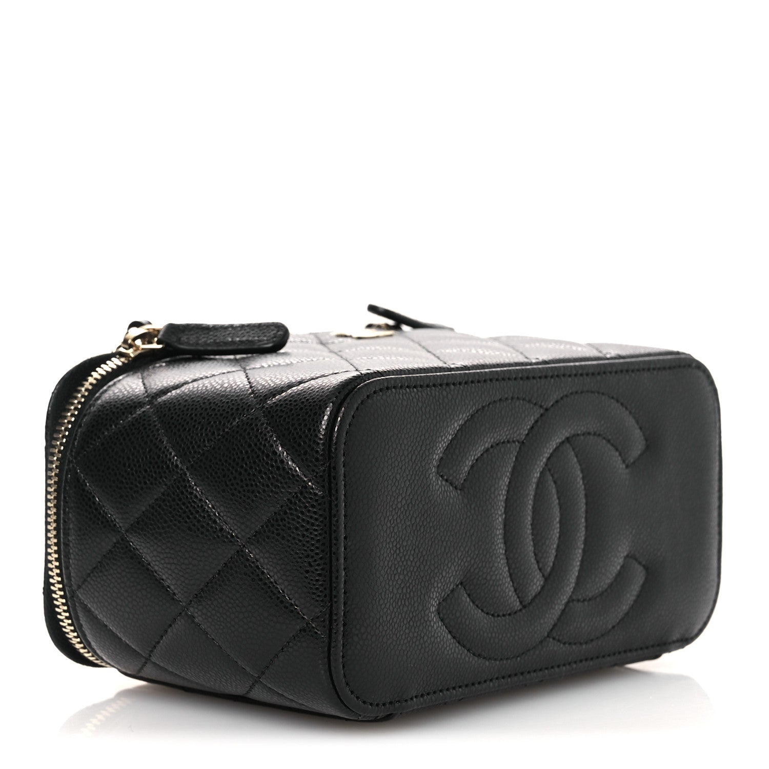 Caviar Quilted Small Vanity Case With Chain Black Black — view 4