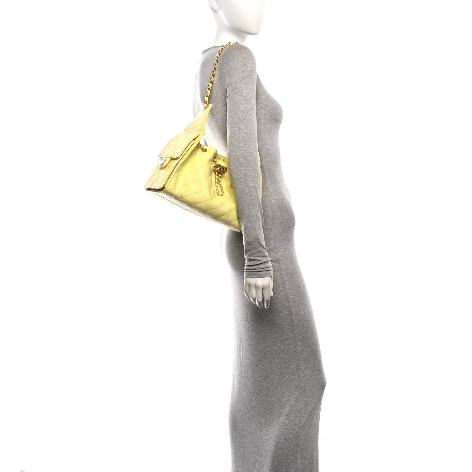 Caviar Quilted Small Chanel 25 Handbag Light Yellow — view 2