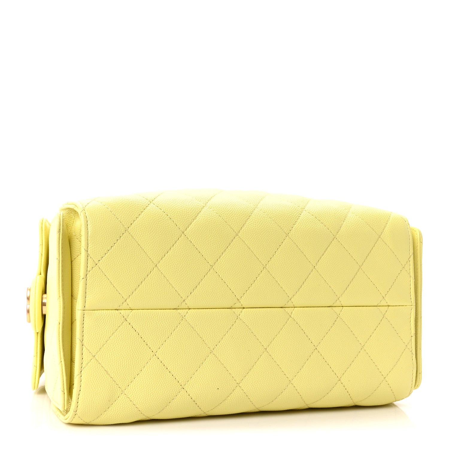 Caviar Quilted Small Chanel 25 Handbag Light Yellow — view 4