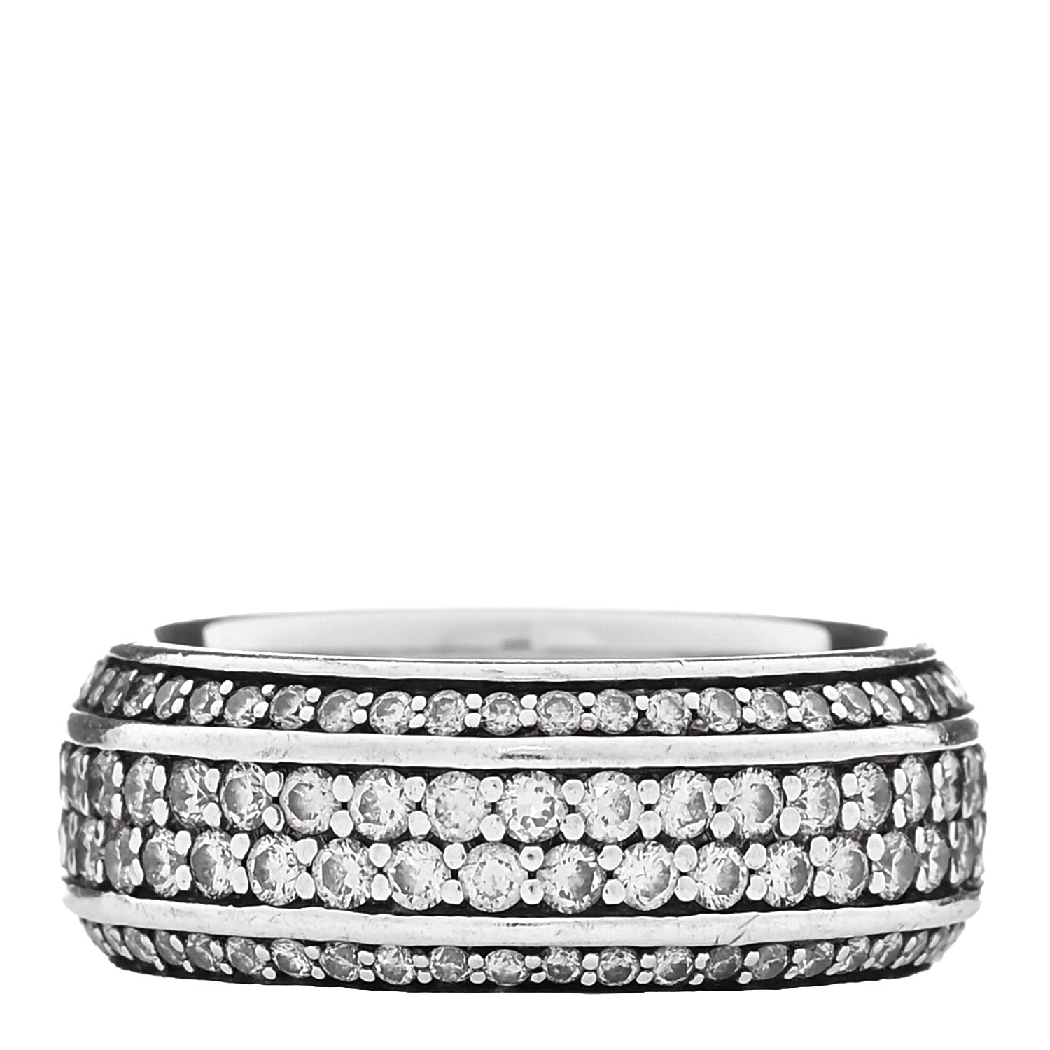 Sterling Silver Diamond 8.5mm Streamline Beveled Band Ring 56 7.75