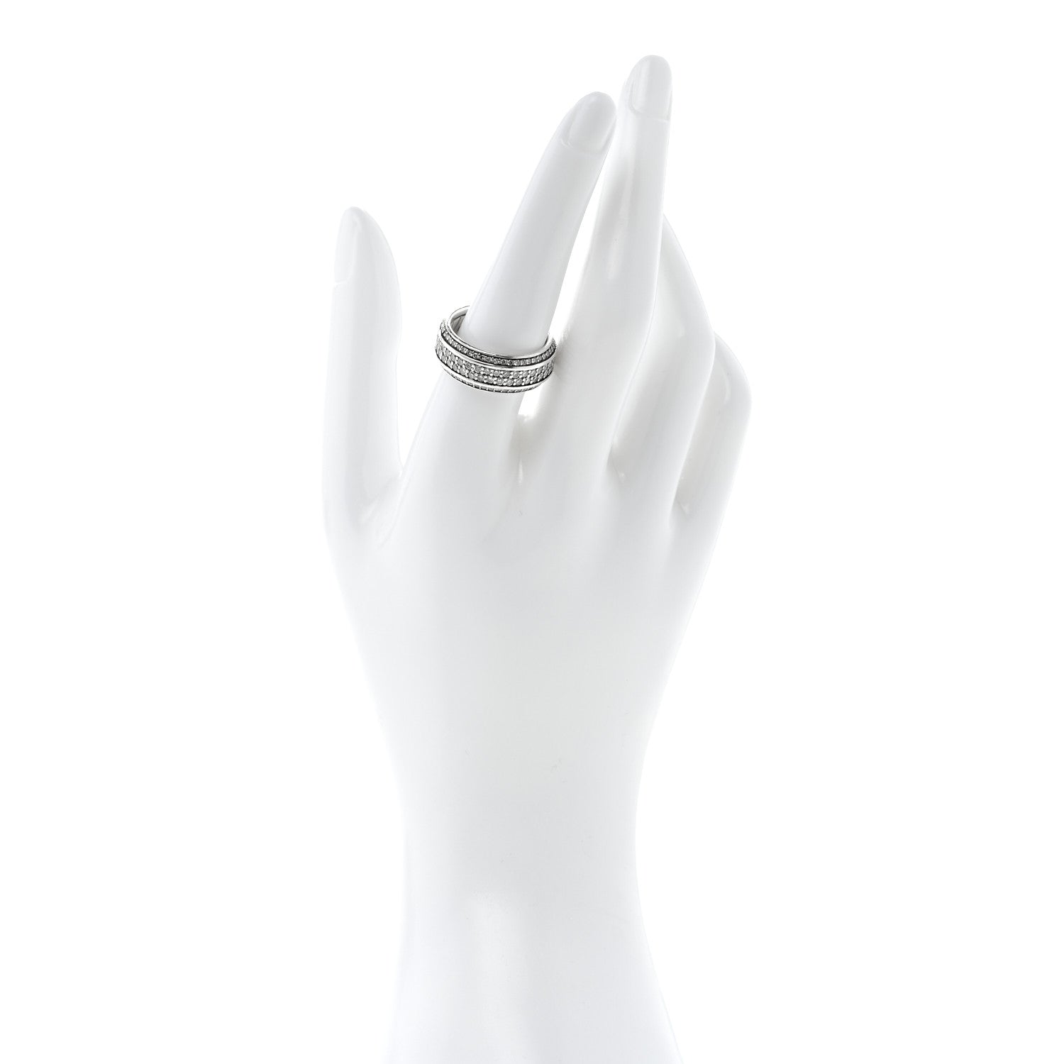 Sterling Silver Diamond 8.5mm Streamline Beveled Band Ring 56 7.75 — view 4