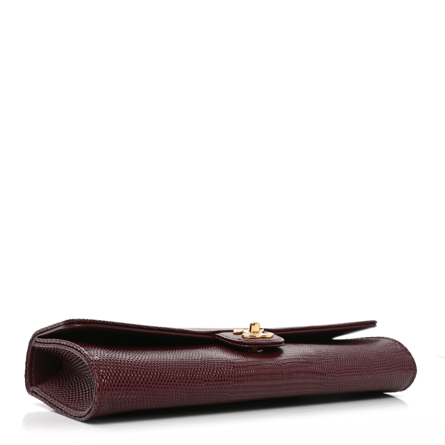 Calfskin Lizard Embossed Clutch With Chain  Bordeaux — view 4