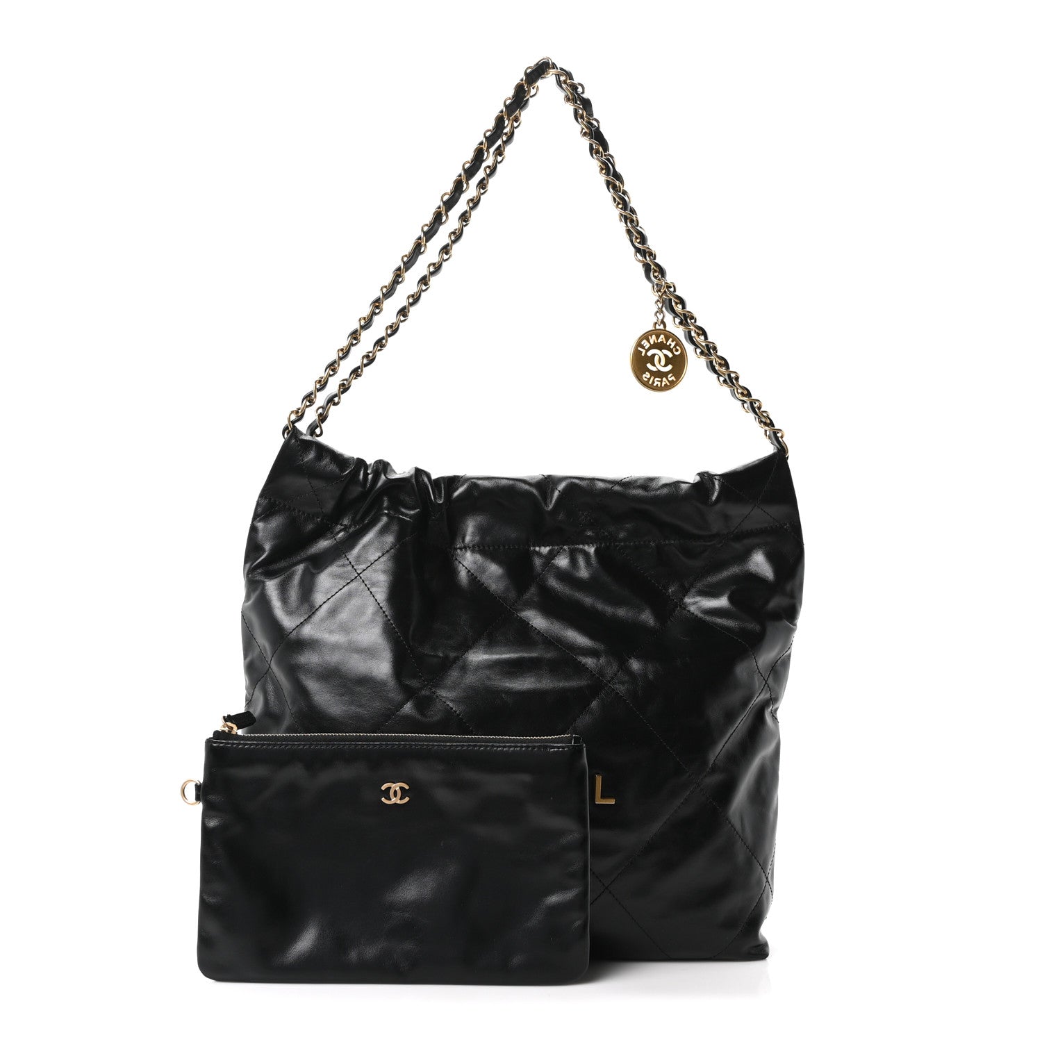 Shiny Calfskin Quilted Small Chanel 22 Black — view 2