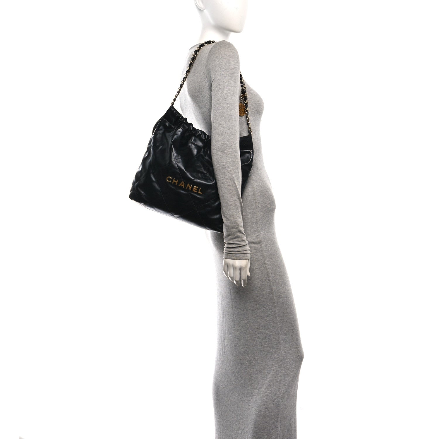 Shiny Calfskin Quilted Small Chanel 22 Black — view 3