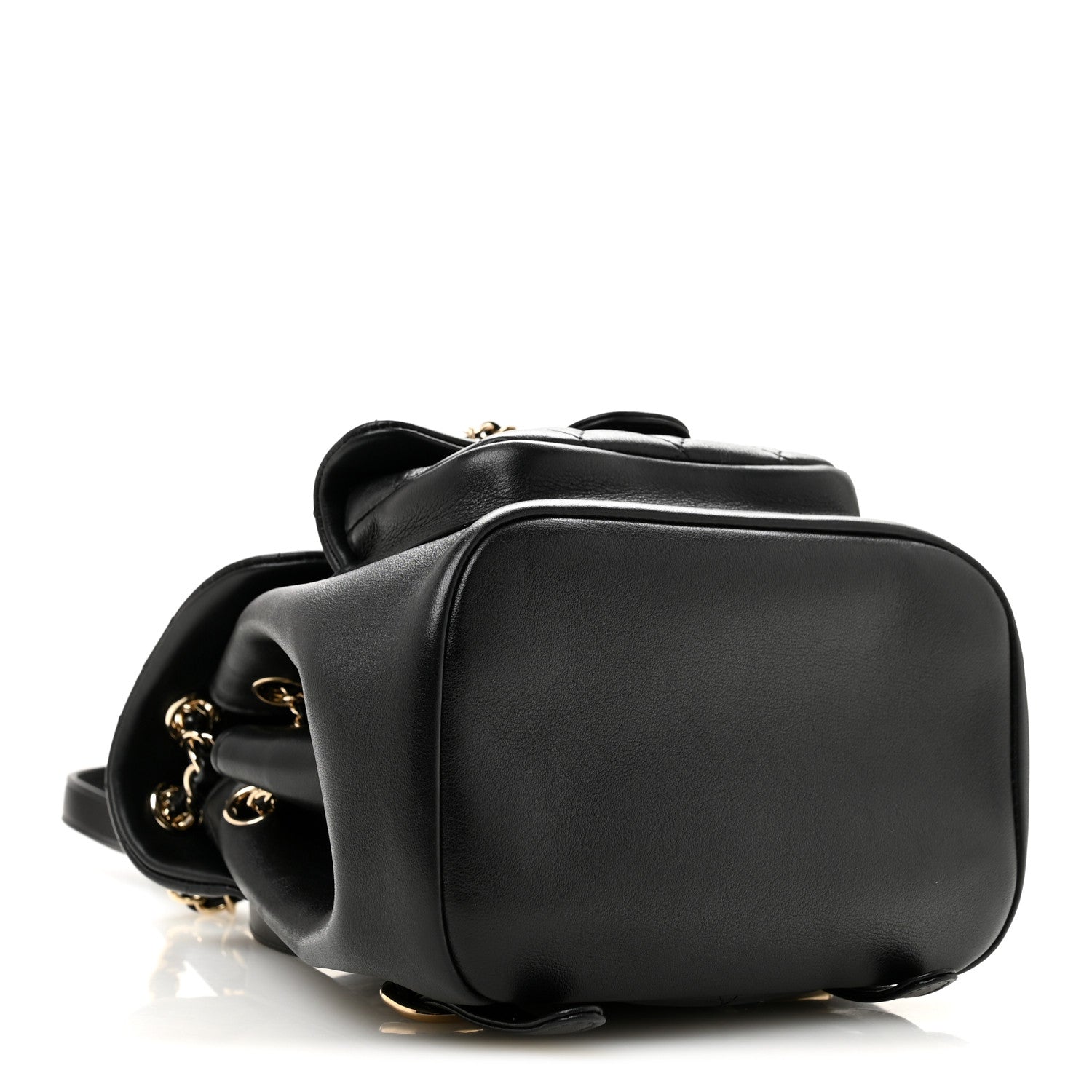 Lambskin Quilted Small Duma Drawstring Backpack Black — view 4