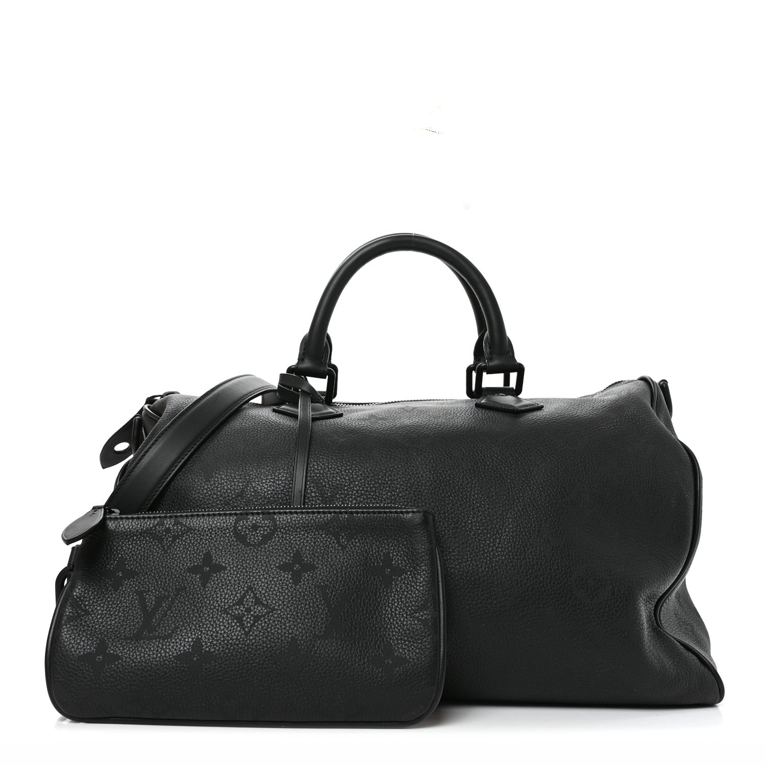 Calfskin Monogram Speedy P9 Bandouliere 40 Ultra Black — view 3
