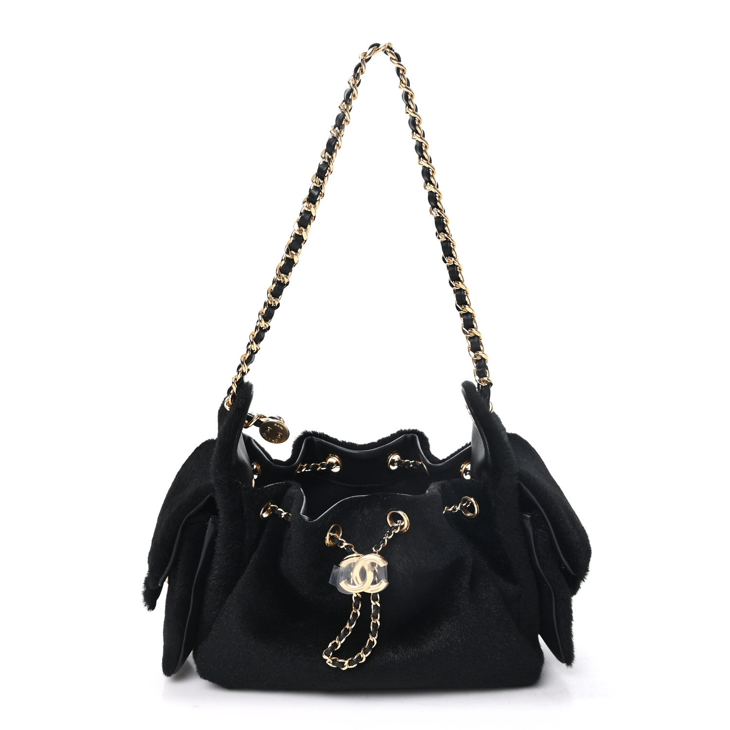 Pony Hair Mini Chanel 25 Handbag Black