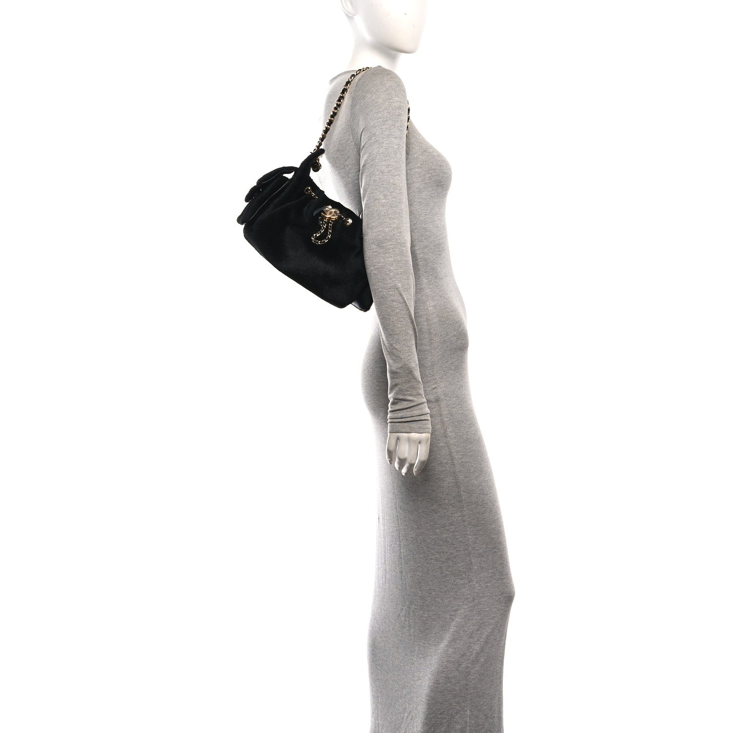Pony Hair Mini Chanel 25 Handbag Black — view 3