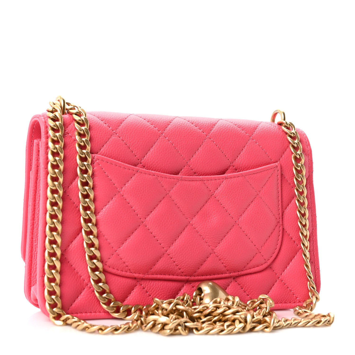 Caviar Quilted Sweetheart Wallet On Chain WOC Fuchsia — view 3
