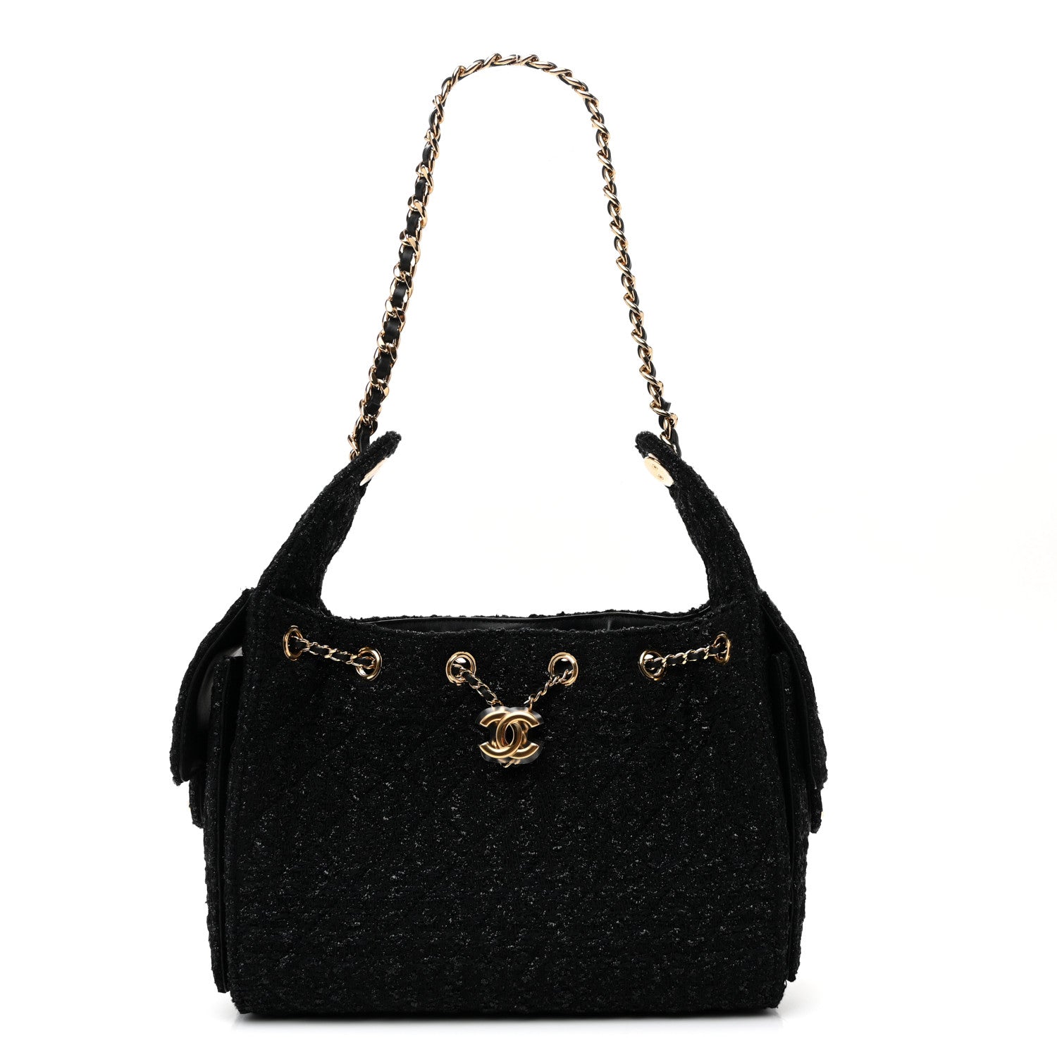 Tweed Quilted Small Chanel 25 Handbag Black