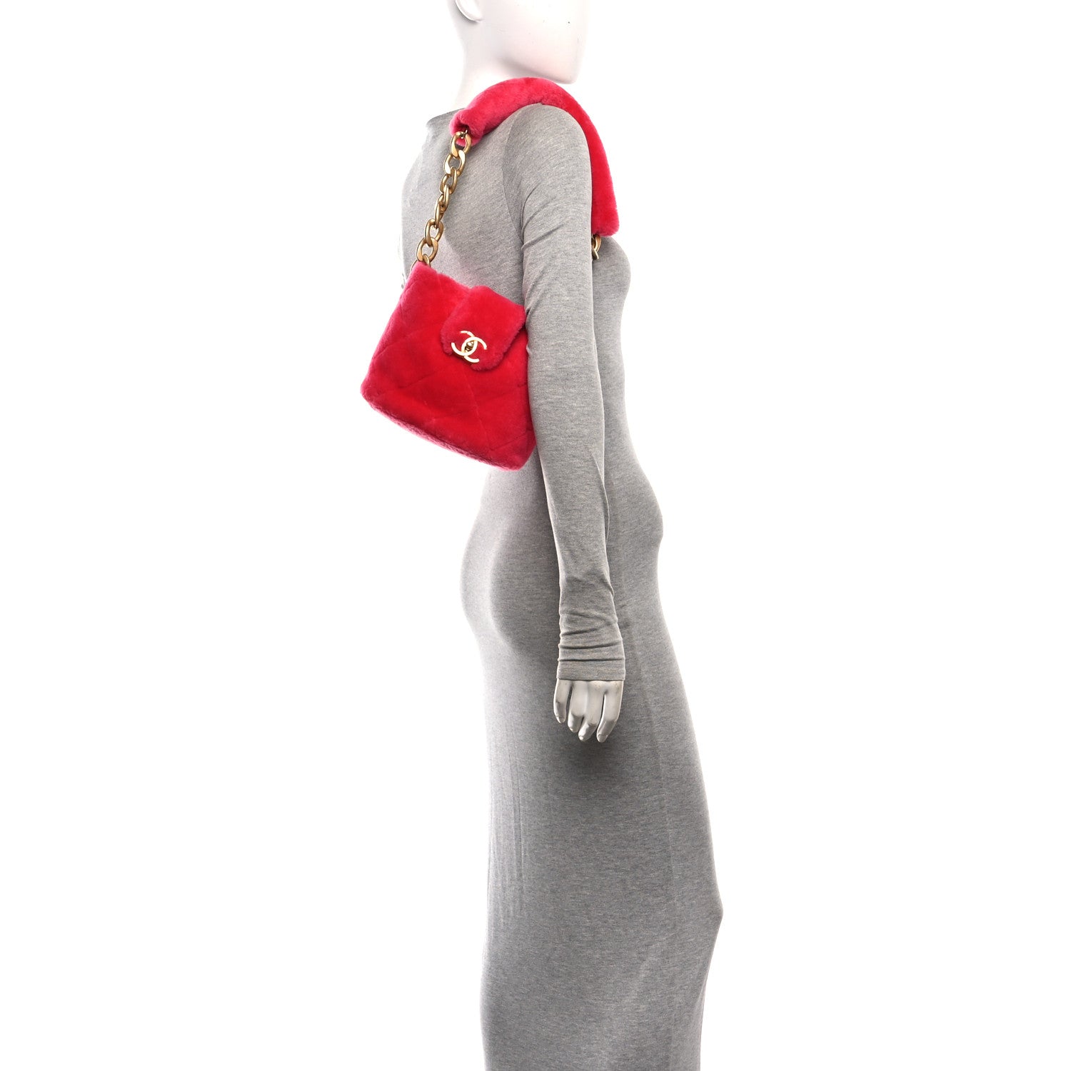 Shearling Quilted Bucket Bag Fuchsia — view 2
